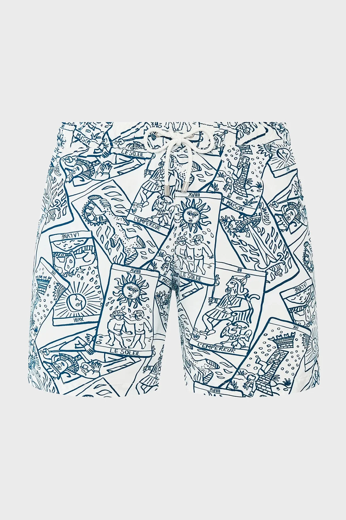 Bluemint Desenli Hızlı Kuruyan Erkek Deniz Şortu ARTHUS1 302 BEYAZ-LACİVERT - 2