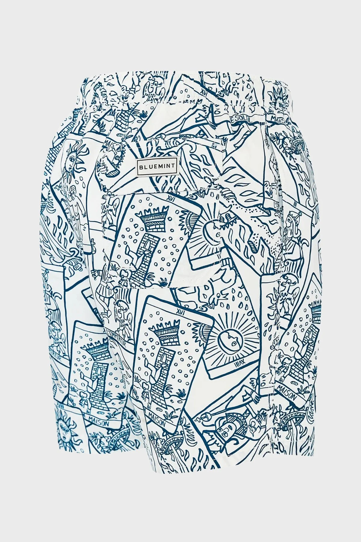 Bluemint Desenli Hızlı Kuruyan Erkek Deniz Şortu ARTHUS1 302 BEYAZ-LACİVERT - 3