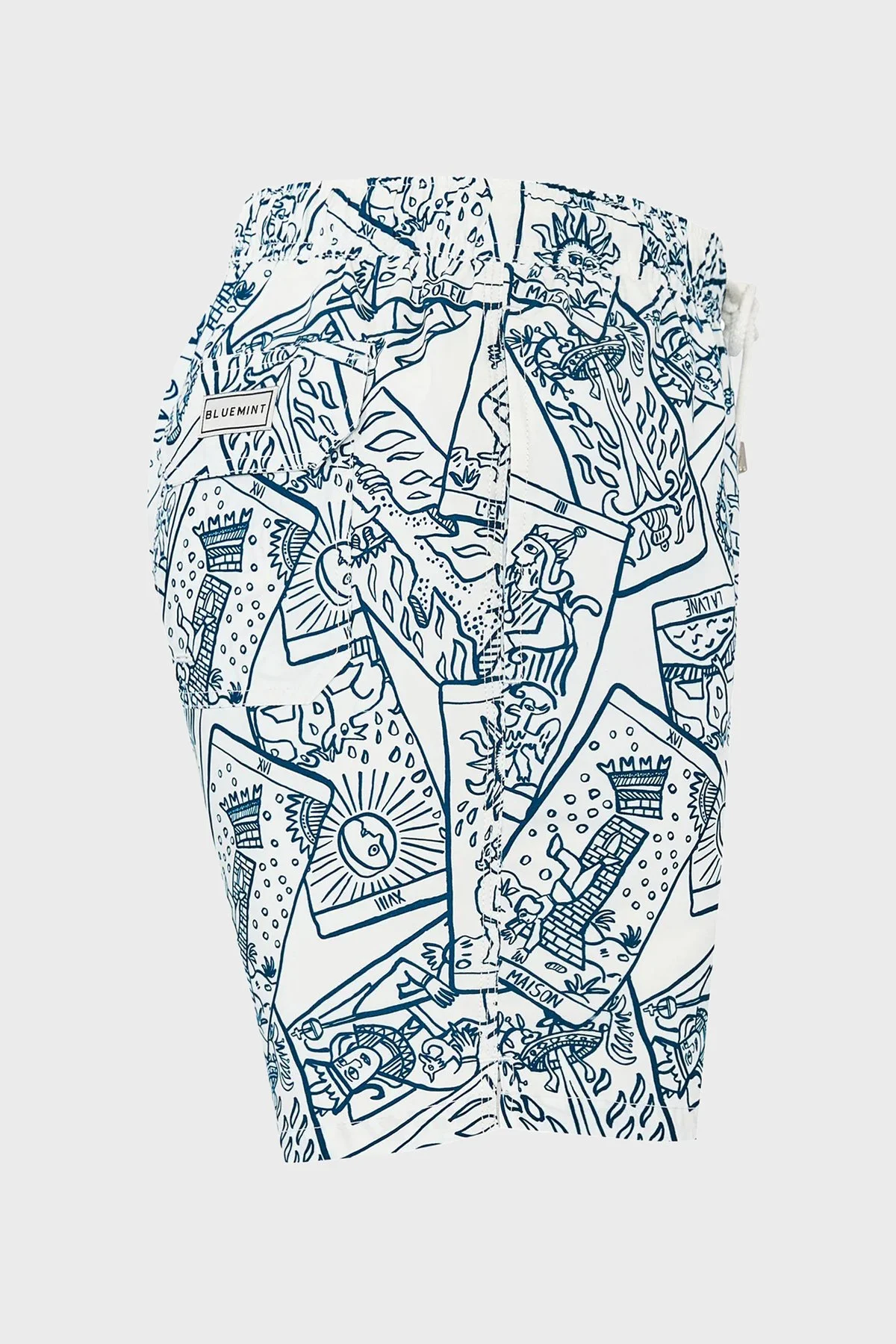 Bluemint Desenli Hızlı Kuruyan Erkek Deniz Şortu ARTHUS1 302 BEYAZ-LACİVERT - 4