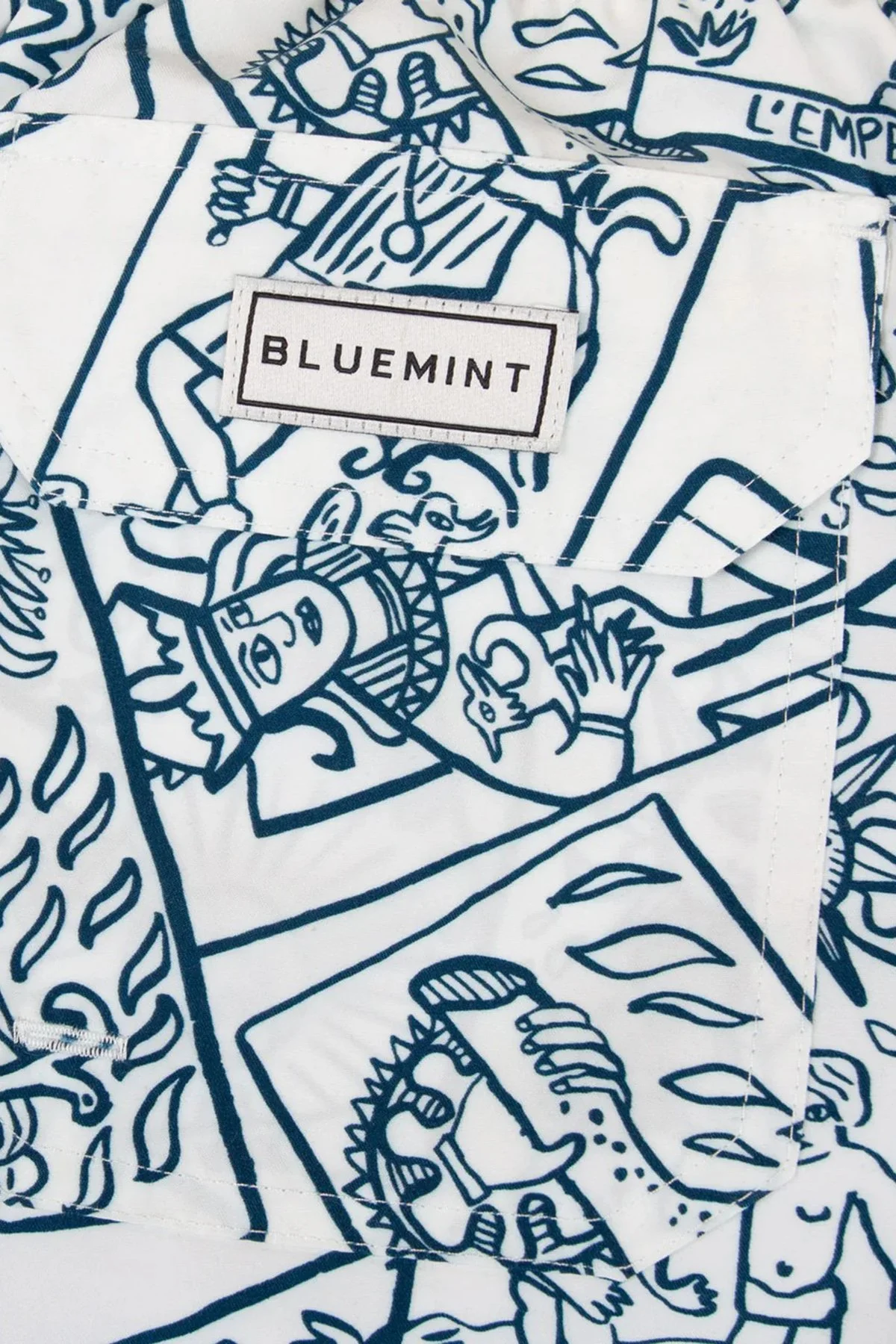 Bluemint Desenli Hızlı Kuruyan Erkek Deniz Şortu ARTHUS1 302 BEYAZ-LACİVERT - 6