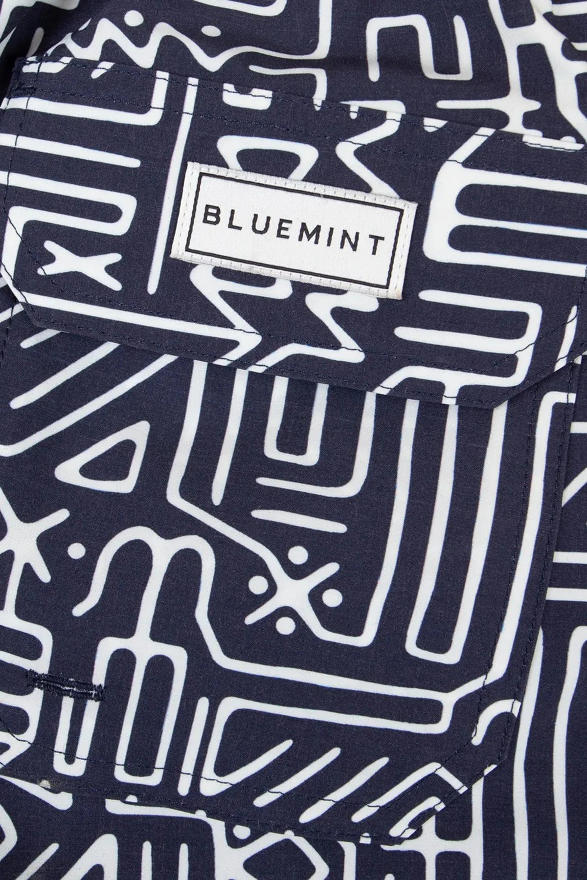 Bluemint Desenli Hızlı Kuruyan Erkek Deniz Şortu ARTHUSSTRE1 310 LACİVERT-BEYAZ - 6