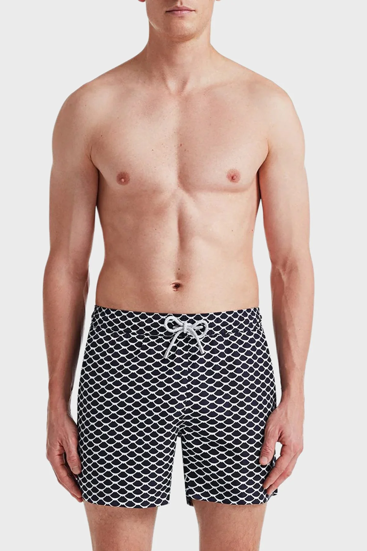 Bluemint Desenli Hızlı Kuruyan Erkek Deniz Şortu LOGAN 529 LACİVERT-BEYAZ - 1