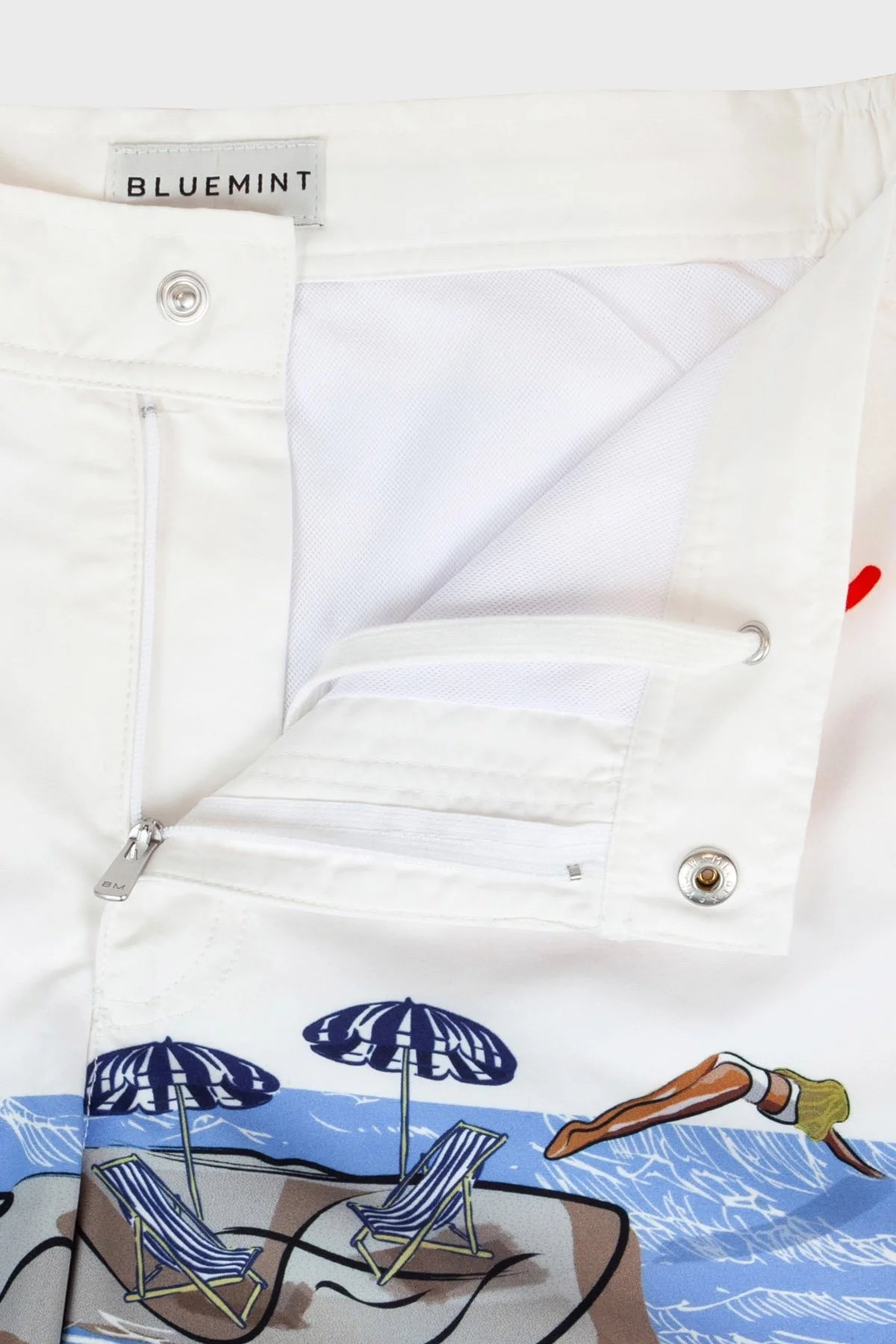 Bluemint Desenli Tailored Fit Hızlı Kuruyan Erkek Mayo Short BM25003042MS 389 BEYAZ-MAVİ - 5