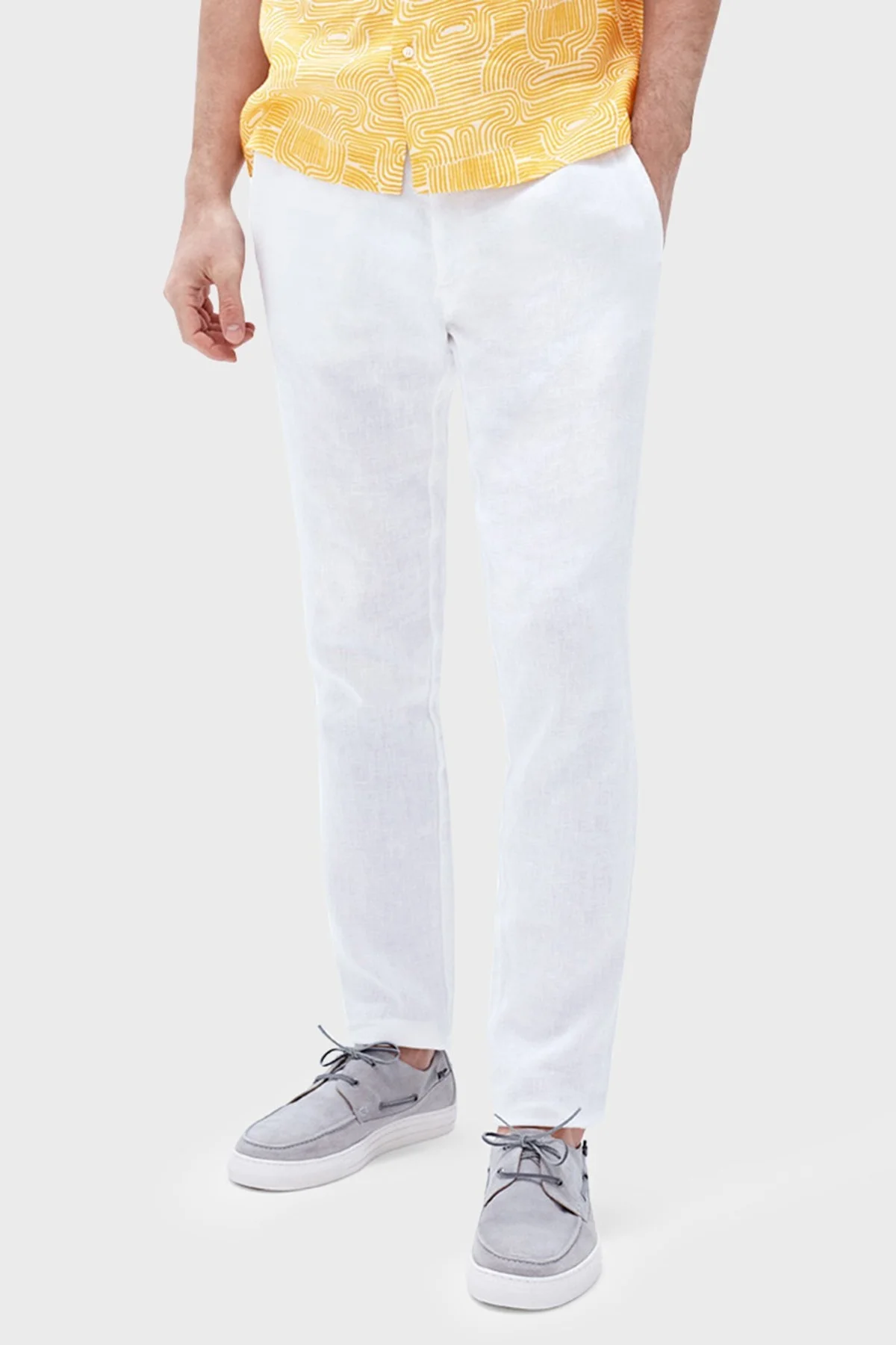 Bluemint Edan % 100 Keten Tapered Fit Erkek Pantolon BM24009124MS 112 BEYAZ - 1