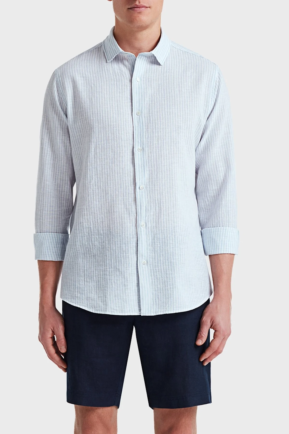 Bluemint Edmund % 100 Keten Regular Fit Erkek Short BM24004051MS 155 LACİVERT - 1