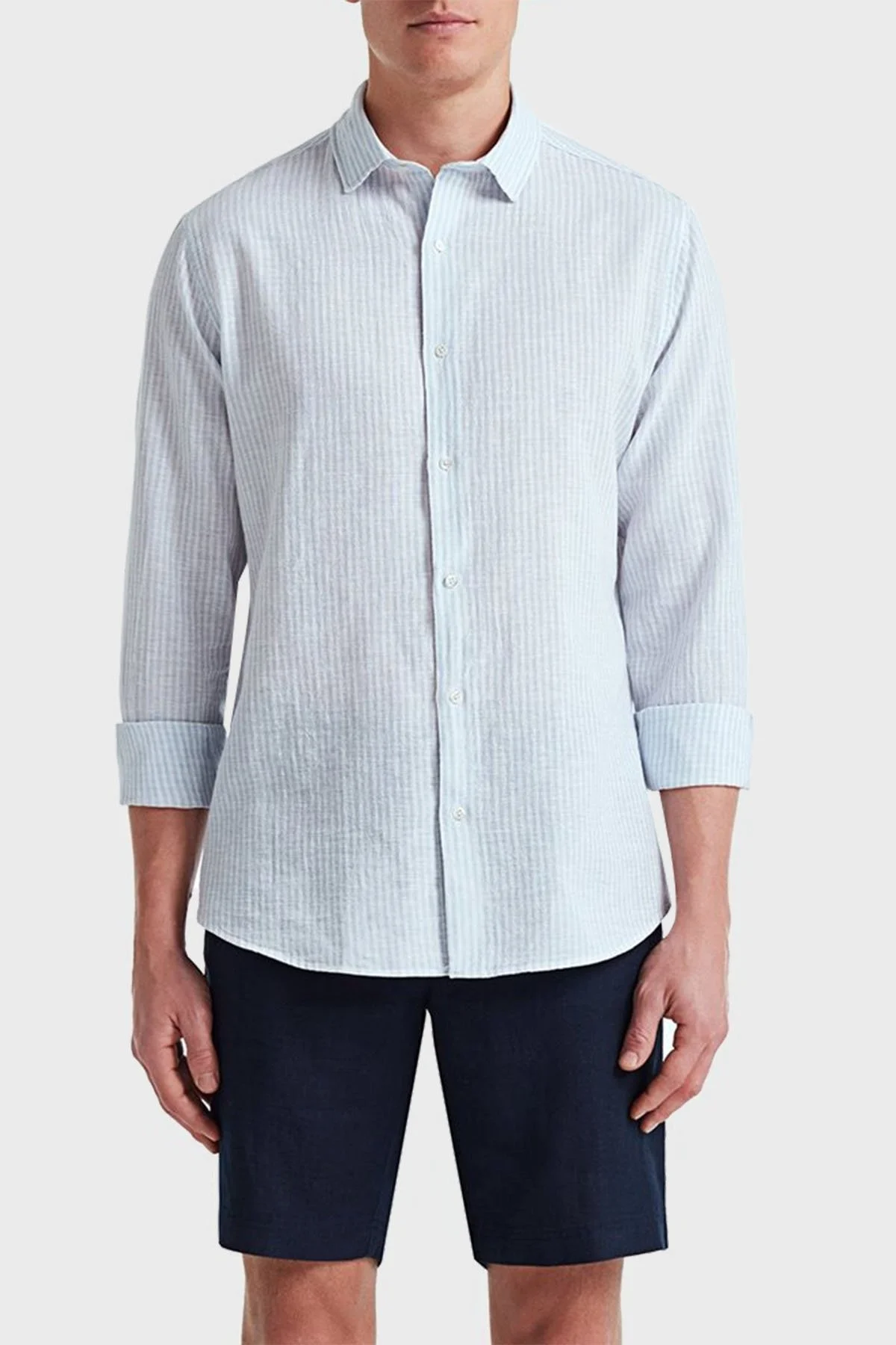 Bluemint Edmund Cepli % 100 Keten Regular Fit Erkek Short BM23004051MS 155 LACİVERT - 1