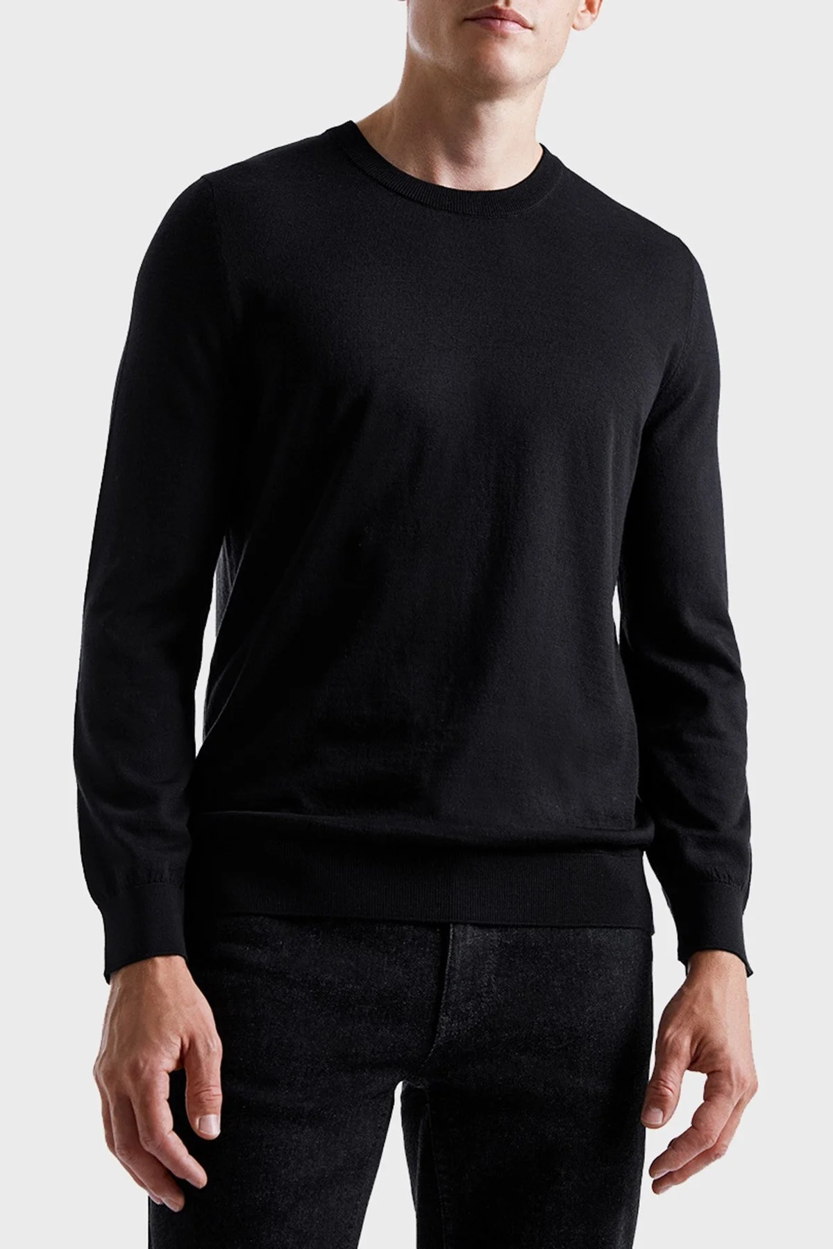 Bluemint Frank % 100 Yün Regular Fit Bisiklet Yaka Erkek Kazak BM2420101MW 111 SİYAH - 1