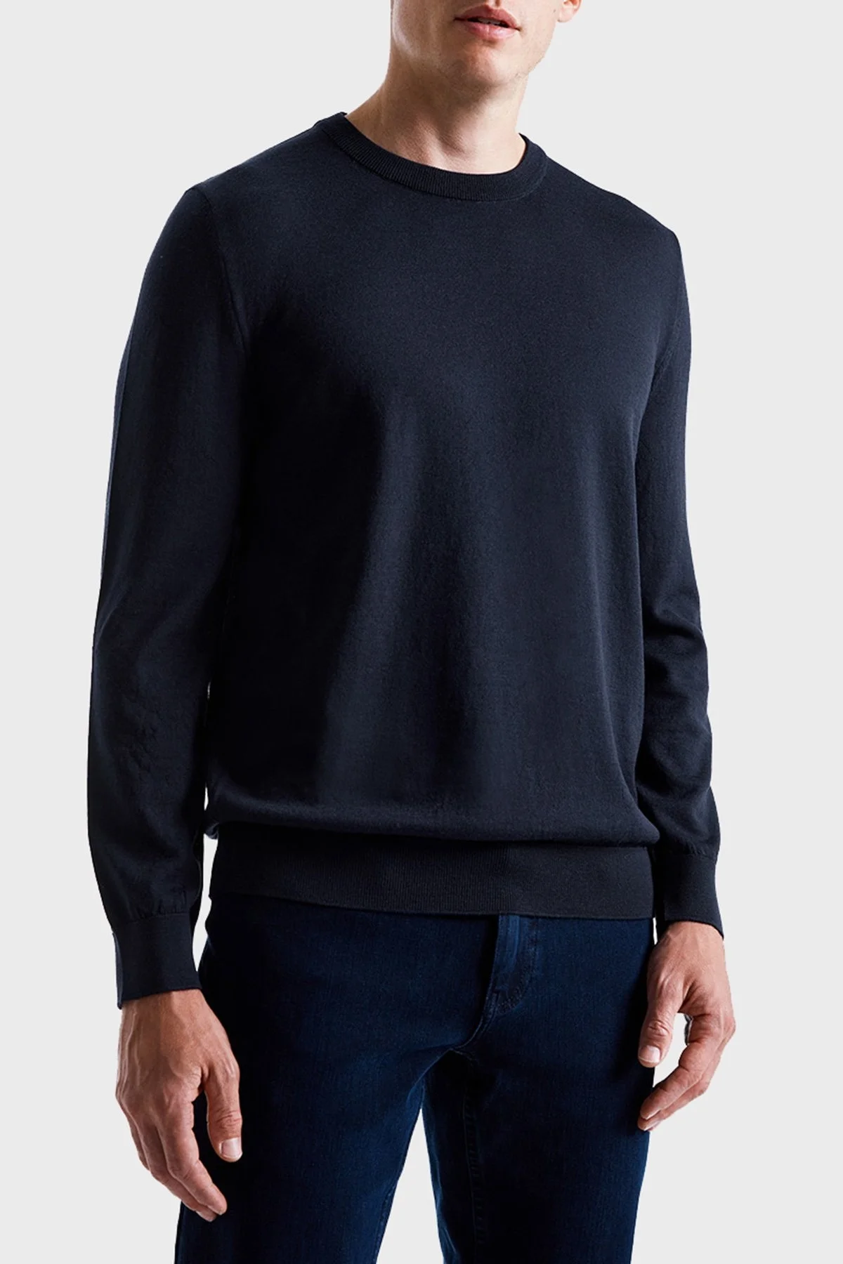 Bluemint Frank % 100 Yün Regular Fit Bisiklet Yaka Erkek Kazak BM2420101MW 155 LACİVERT - 1