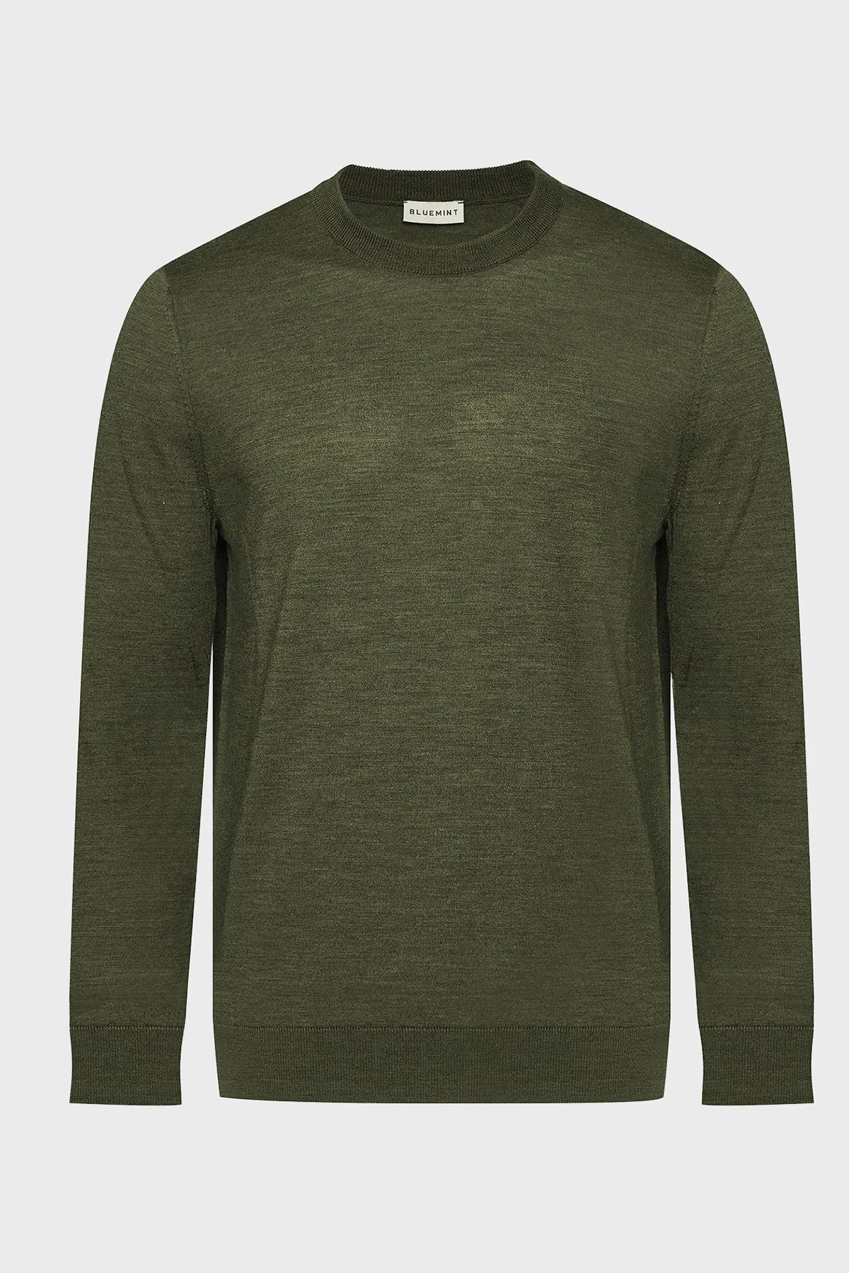 Bluemint Frank % 100 Yün Regular Fit Bisiklet Yaka Erkek Kazak BM2420101MW 979 Olive Melanj - 8