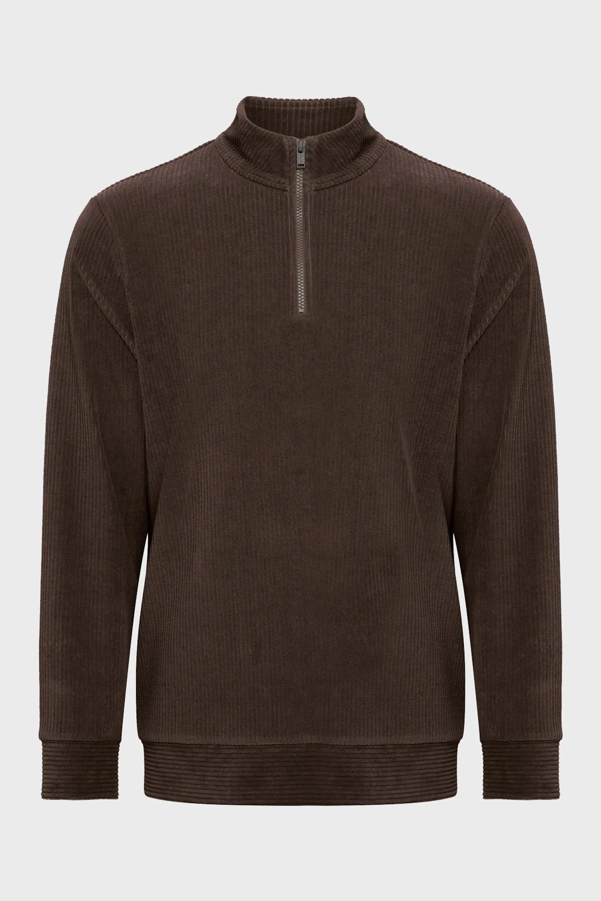 Bluemint Gael Fitilli Comfort Fit Dik Yaka Kadife Erkek Sweat BM24019345MW 221 KAHVE - 5