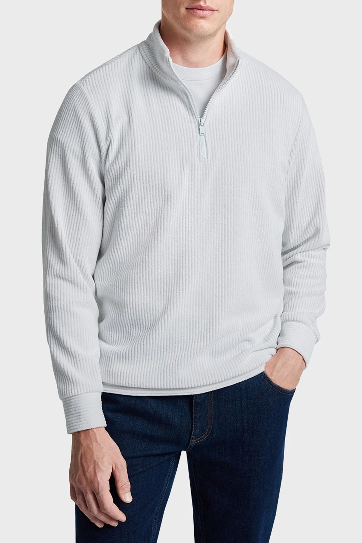 Bluemint Gael Fitilli Comfort Fit Dik Yaka Kadife Erkek Sweat BM24019345MW 630 MİNT - 1