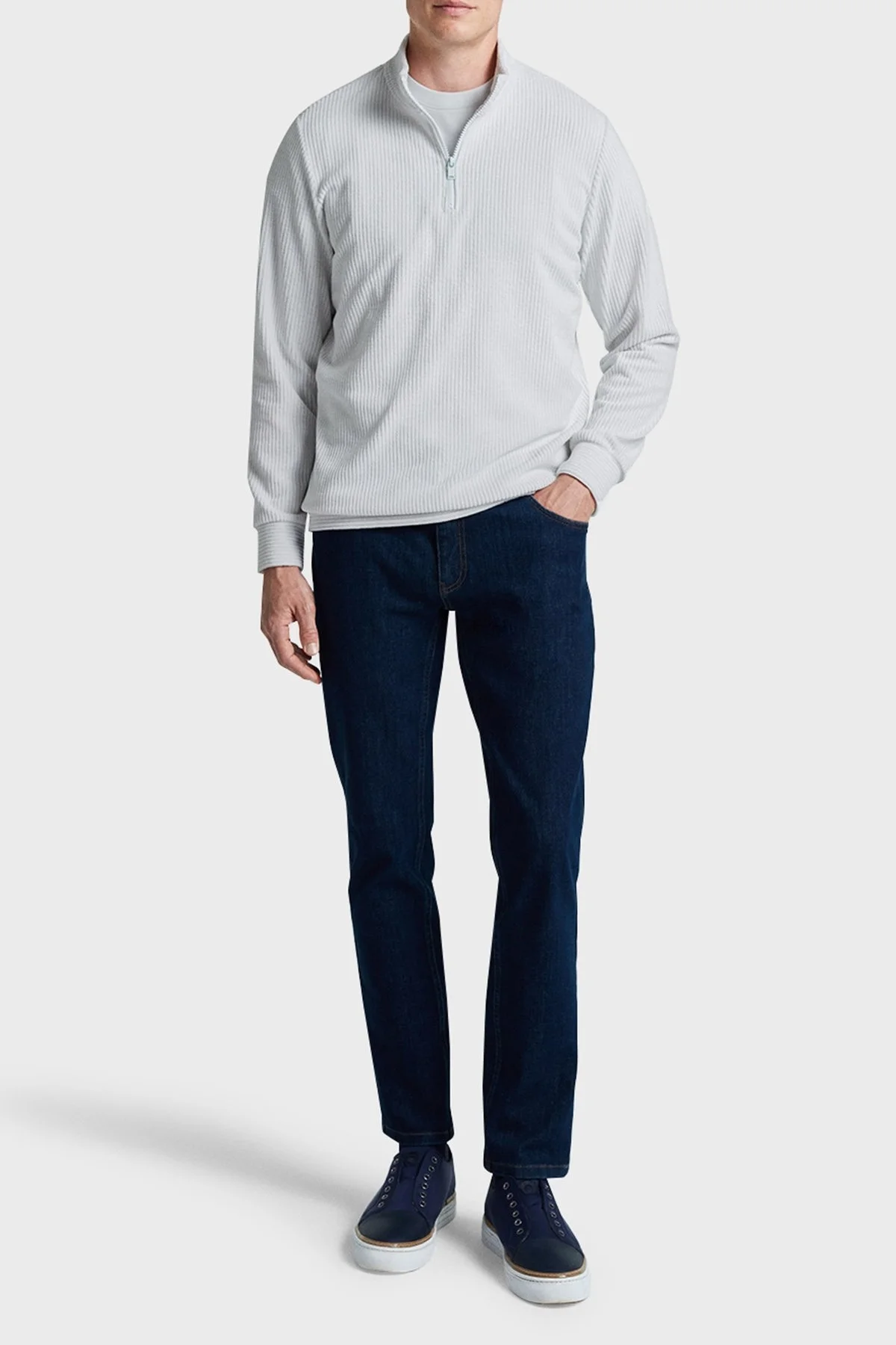 Bluemint Gael Fitilli Comfort Fit Dik Yaka Kadife Erkek Sweat BM24019345MW 630 MİNT - 3