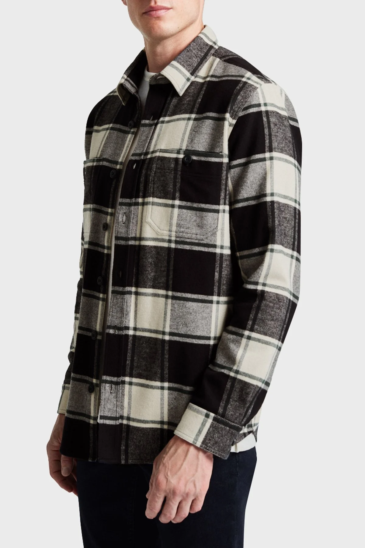 Bluemint James % 100 Pamuk Regular Fit Çift Cepli Erkek Gömlek BM24062344MW1 113 SİYAH-GRİ - 1