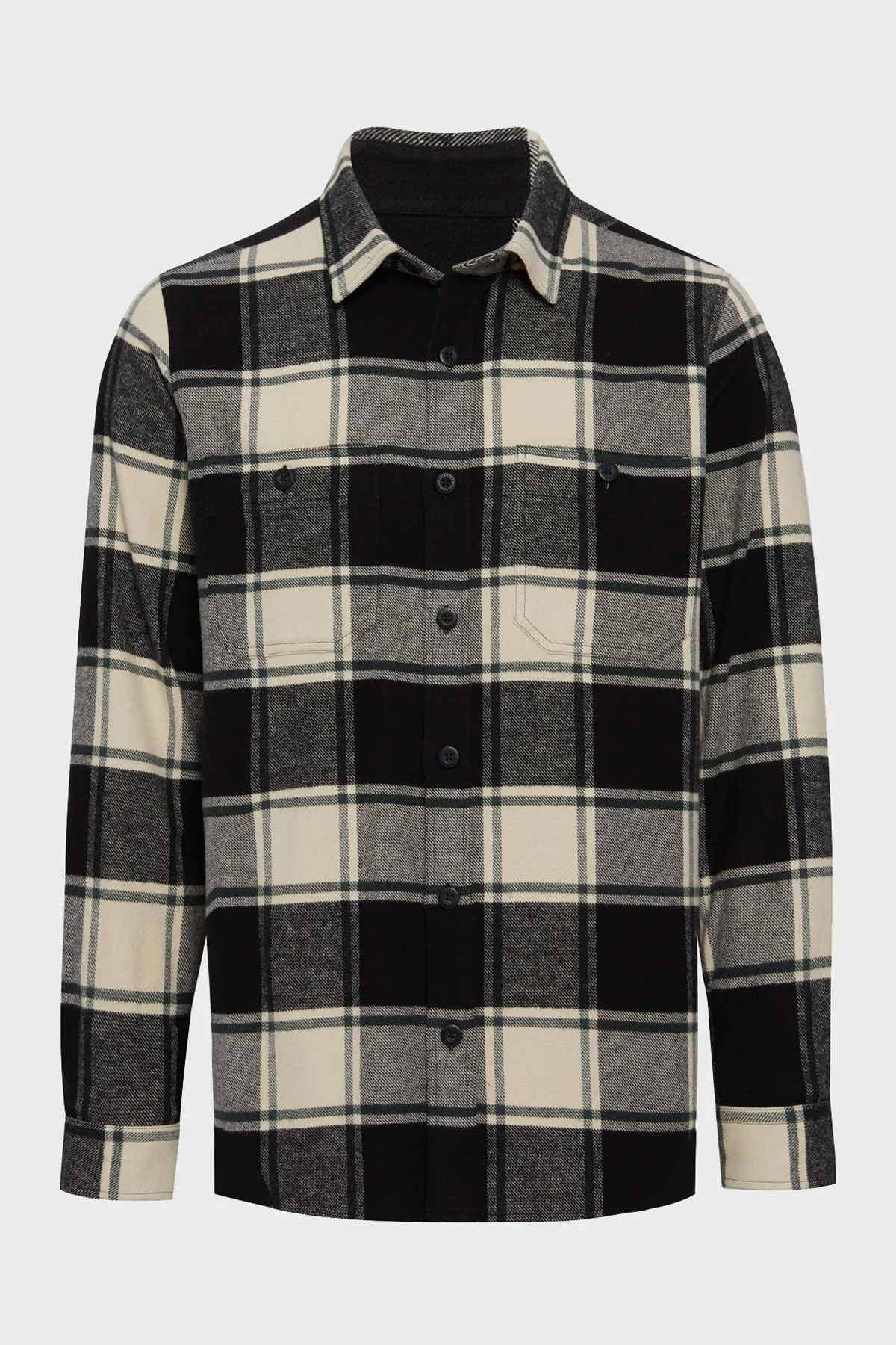 Bluemint James % 100 Pamuk Regular Fit Çift Cepli Erkek Gömlek BM24062344MW1 113 SİYAH-GRİ - 5