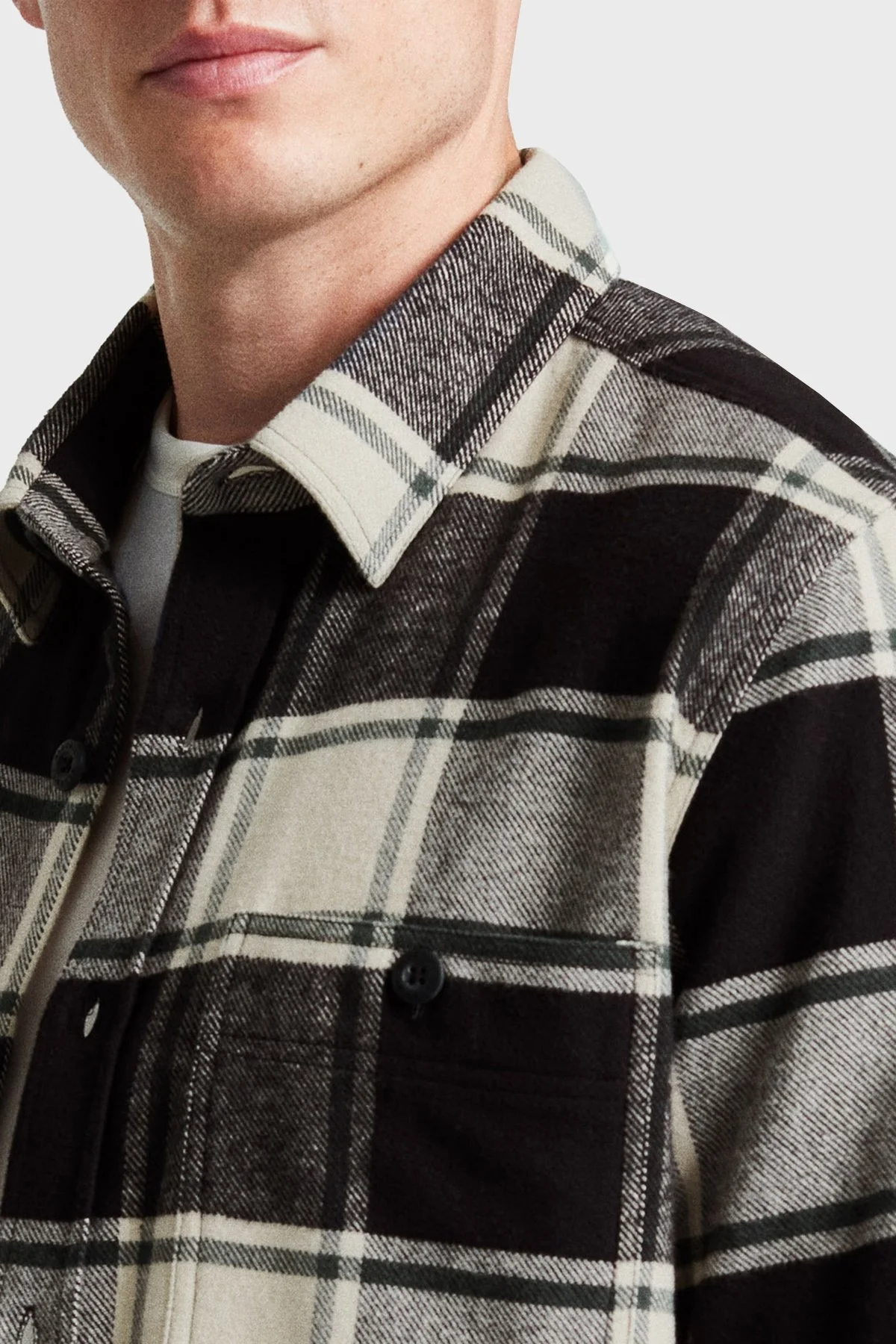 Bluemint James % 100 Pamuk Regular Fit Çift Cepli Erkek Gömlek BM24062344MW1 113 SİYAH-GRİ - 8