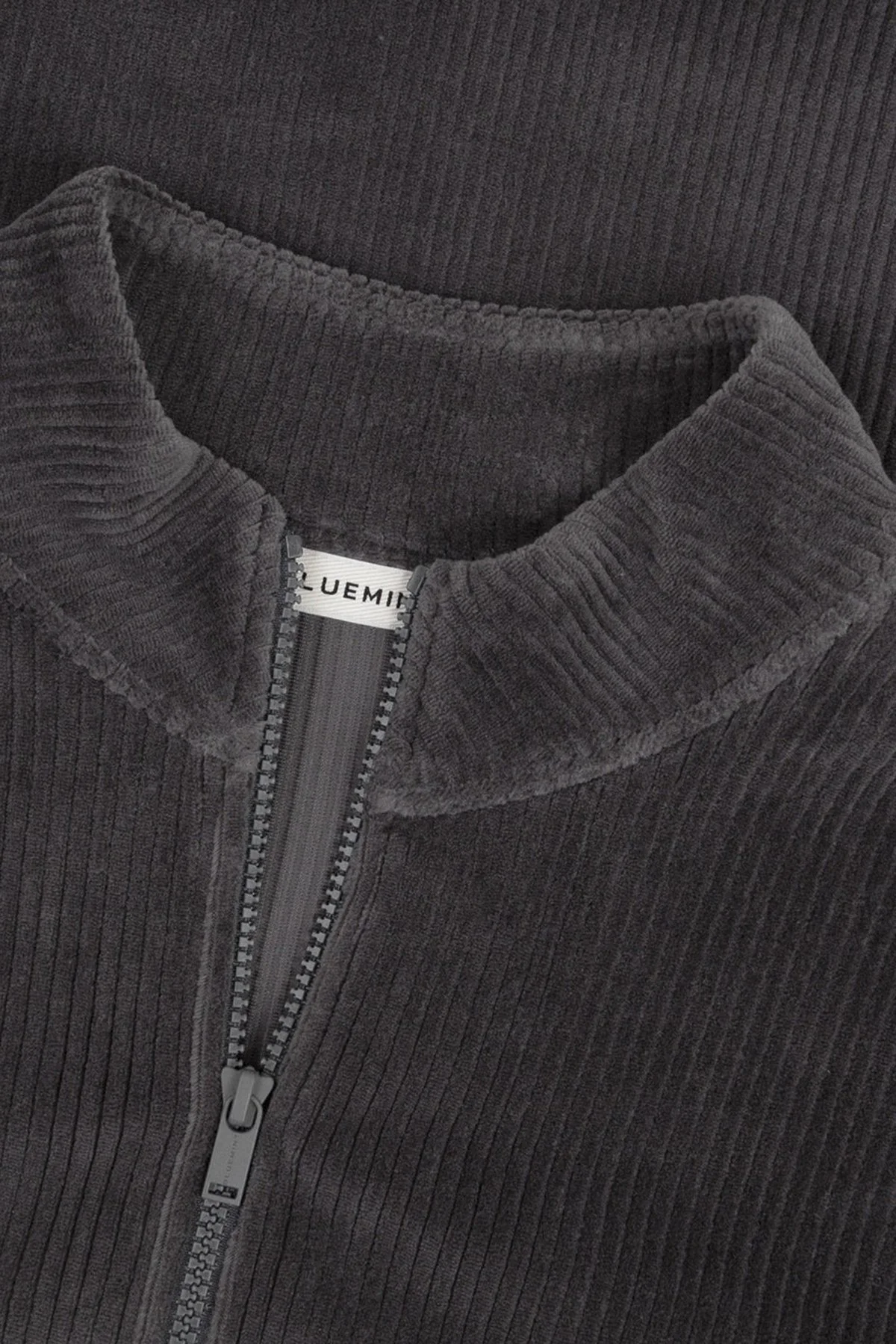 Bluemint Kadife Comfort Fit Yarım Fermuarlı Dik Yaka Erkek Sweat GAEL 1238 Gri - 3