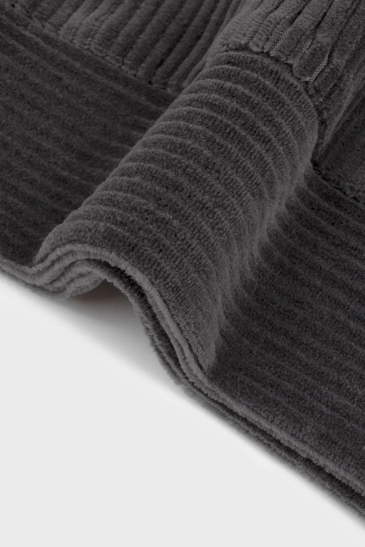 Bluemint Kadife Comfort Fit Yarım Fermuarlı Dik Yaka Erkek Sweat GAEL 1238 Gri - 6