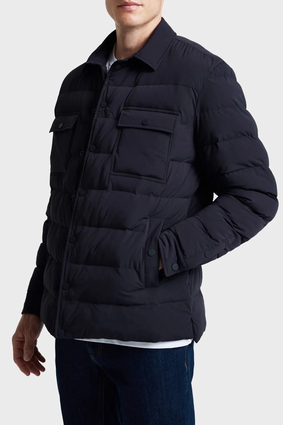 Bluemint Kapitoneli Comfort Fit Gömlek Yaka Şişme Erkek Mont BM24030342MW 155 LACİVERT - 1