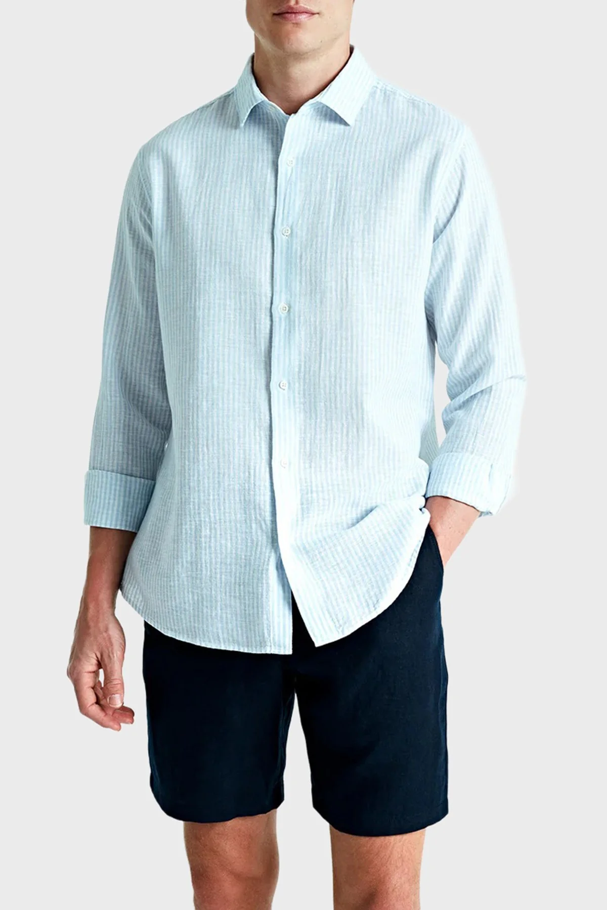 Bluemint Keten Relaxed Fit Lastikli Bel Jogger Erkek Şort EDMUNDJOGG 155 LACİVERT - 2