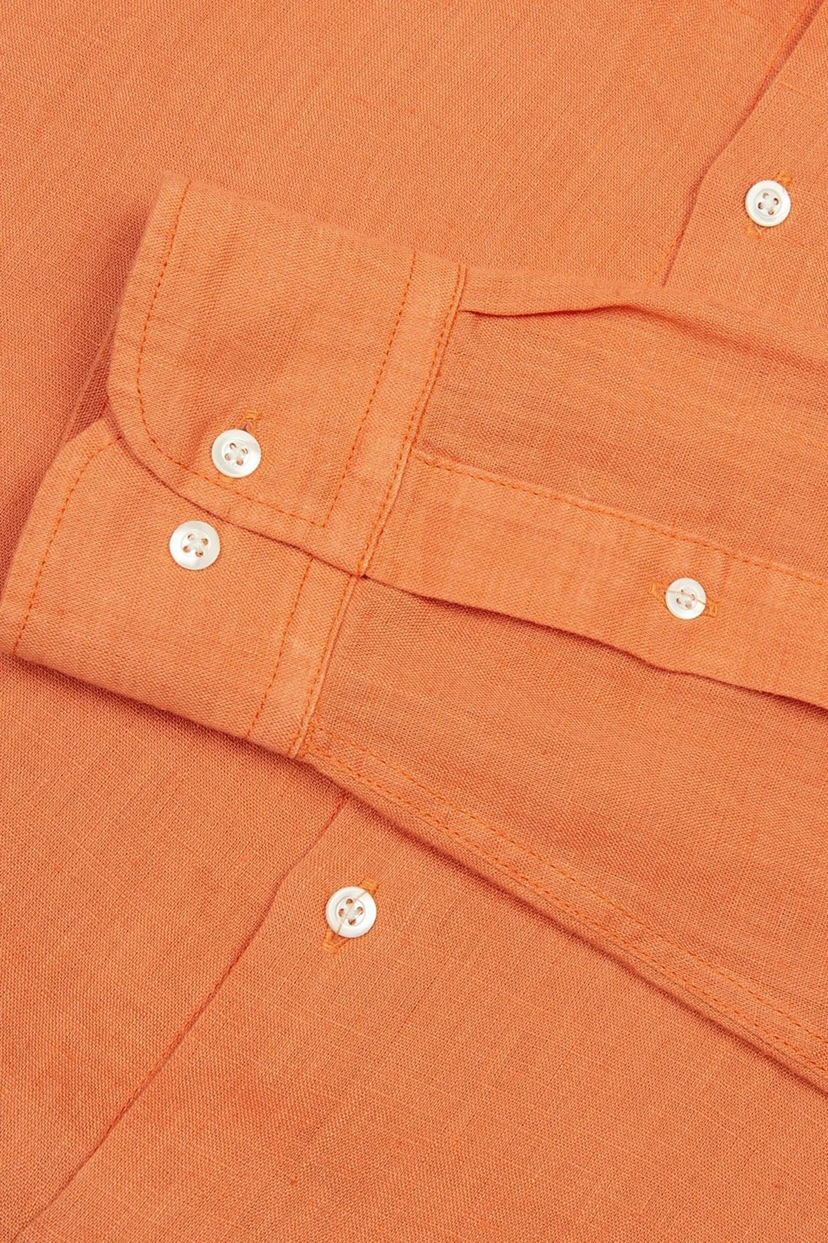 Bluemint Luca % 100 Keten Uzun Kollu Comfort Fit Erkek Gömlek BM23002092MS 937 TURUNCU - 4