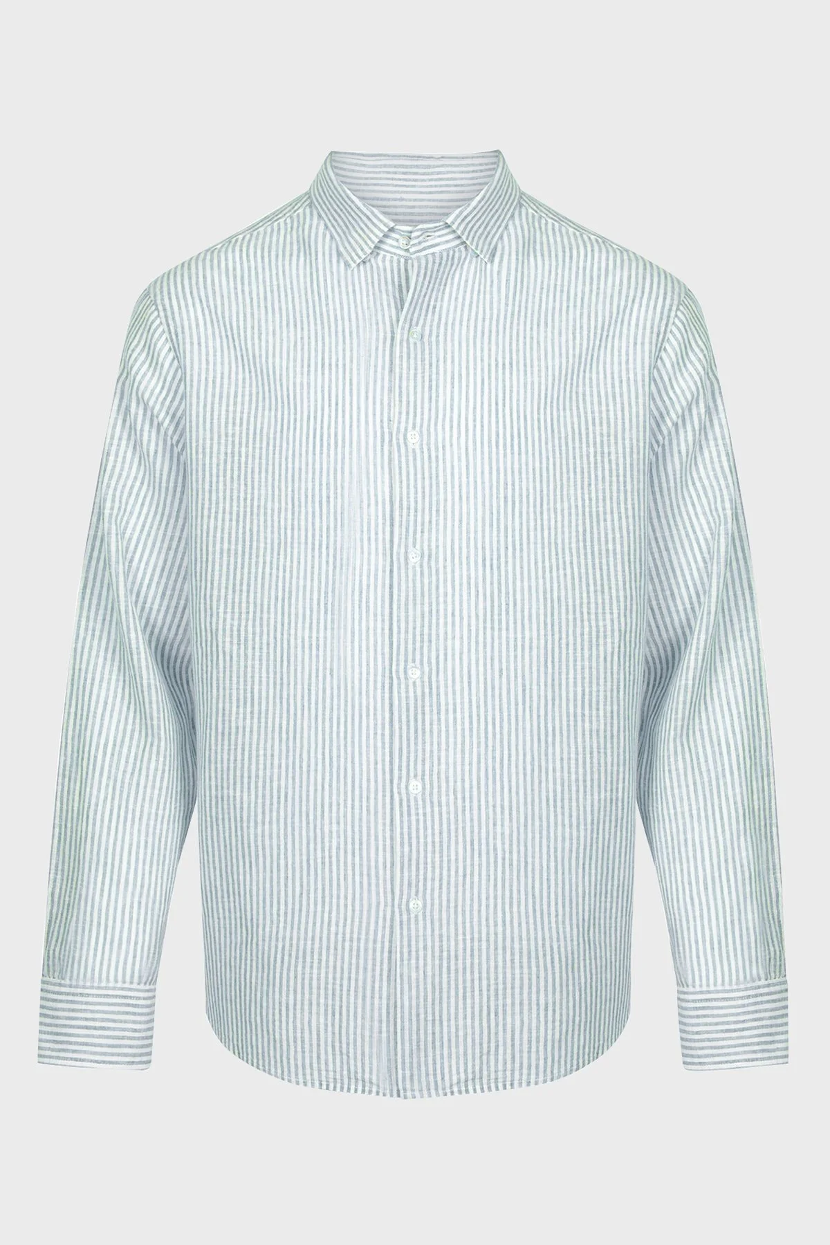 Bluemint Luca Pamuk ve Keten Karışımlı Fitted Erkek Gömlek BM24002292MS 197 MAVİ - 3