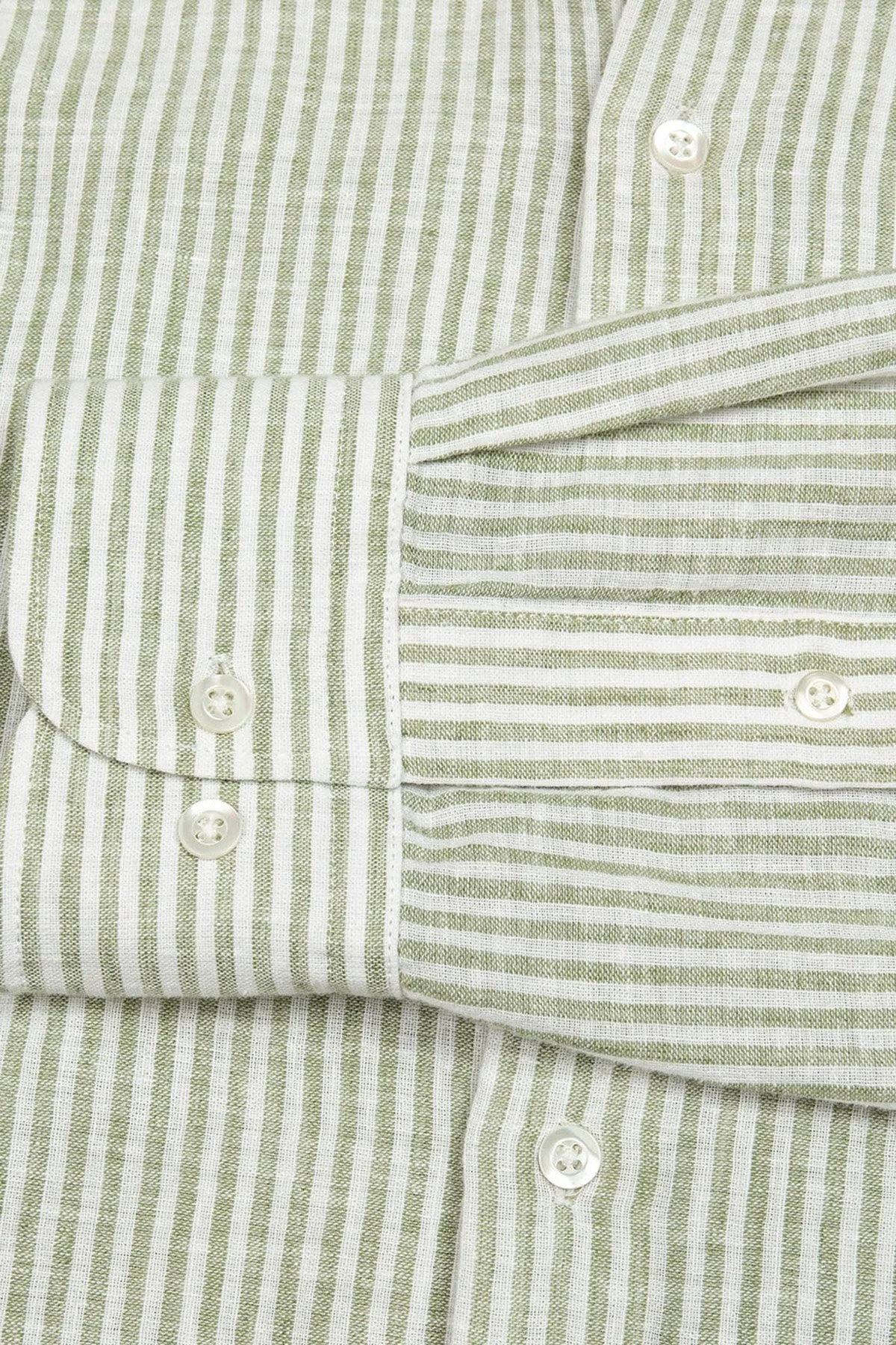 Bluemint Luca Pamuk ve Keten Karışımlı Fitted Erkek Gömlek BM24002292MS 940 YEŞİL - 5