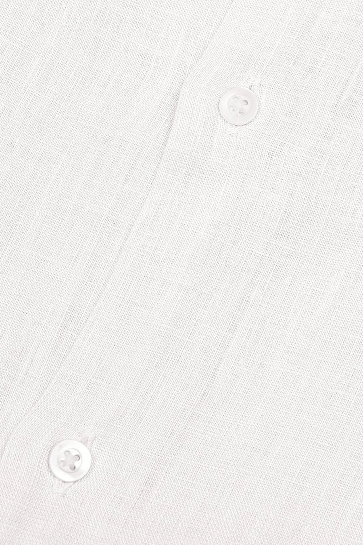 Bluemint Mars % 100 Keten Apaş Yaka Kısa Kollu Comfort Fit Erkek Gömlek BM23002107MS 112 BEYAZ - 2