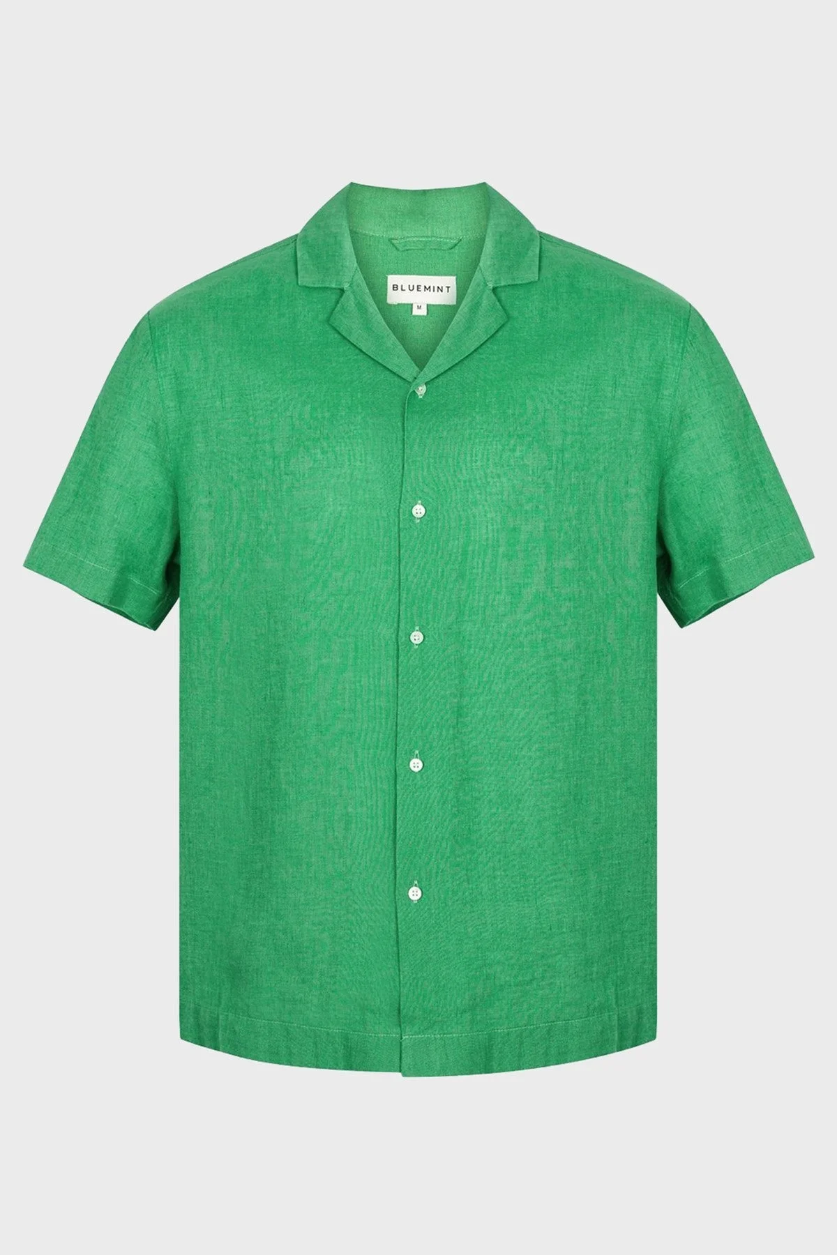 Bluemint Mars % 100 Keten Apaş Yaka Kısa Kollu Comfort Fit Erkek Gömlek BM23002107MS 938 YEŞİL - 3