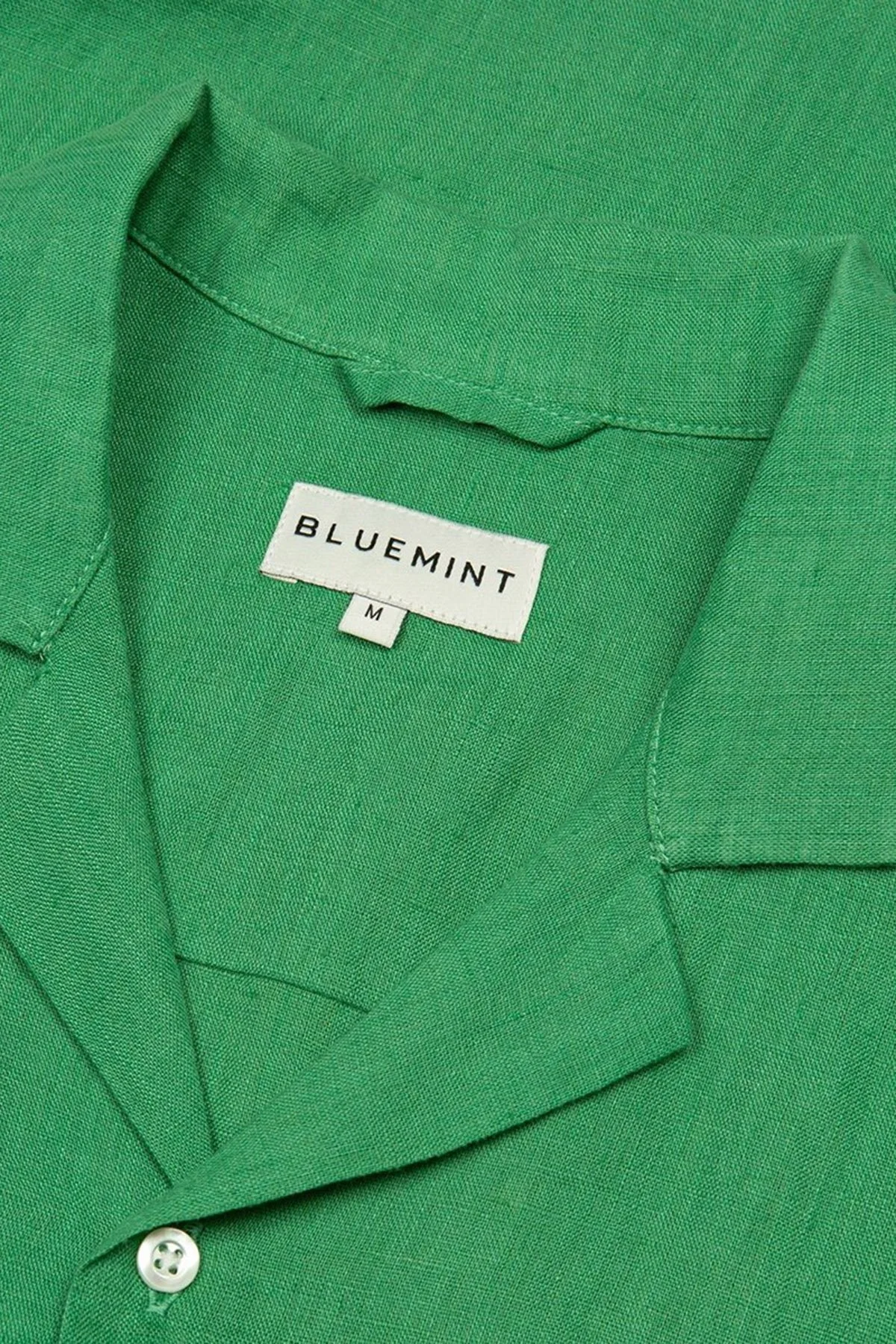 Bluemint Mars % 100 Keten Apaş Yaka Kısa Kollu Comfort Fit Erkek Gömlek BM23002107MS 938 YEŞİL - 4