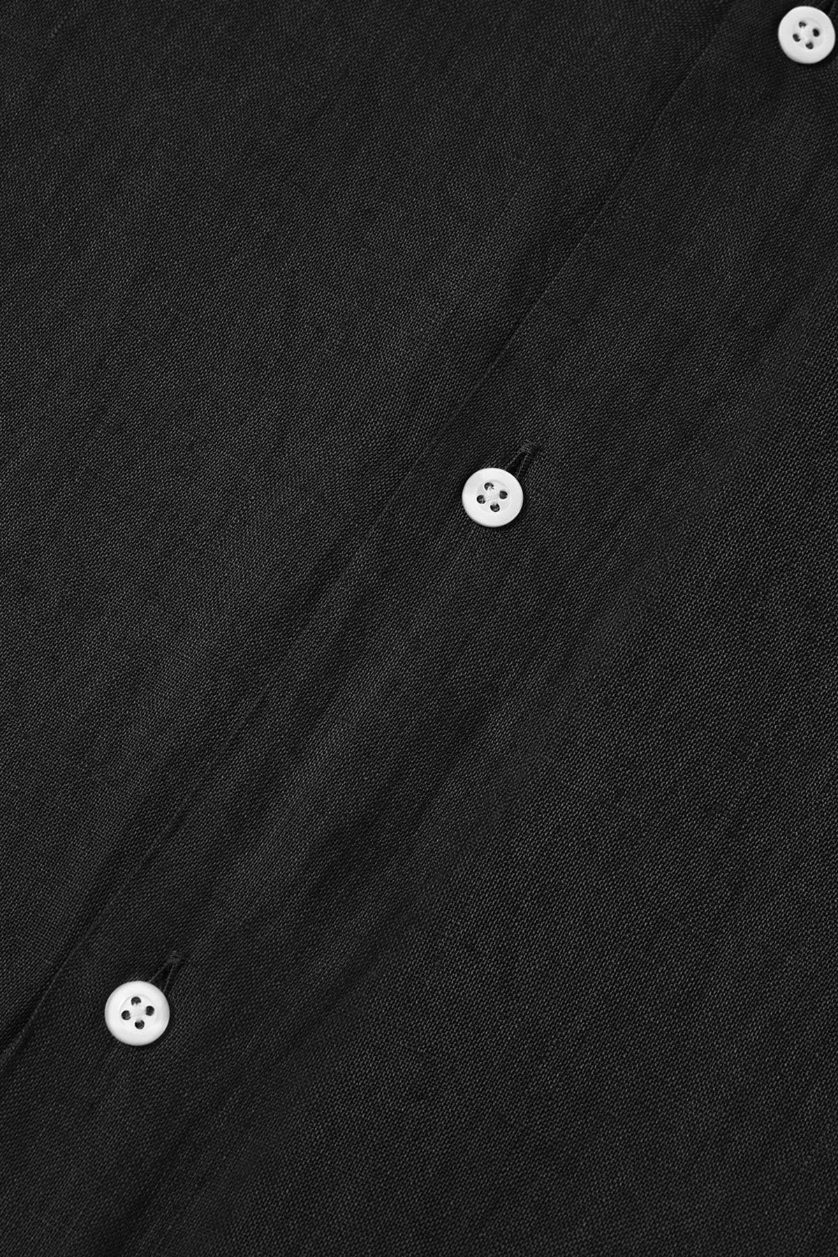 Bluemint Mars % 100 Keten Comfort Fit Kısa Kollu Erkek Gömlek BM24002107MS 111 SİYAH - 4