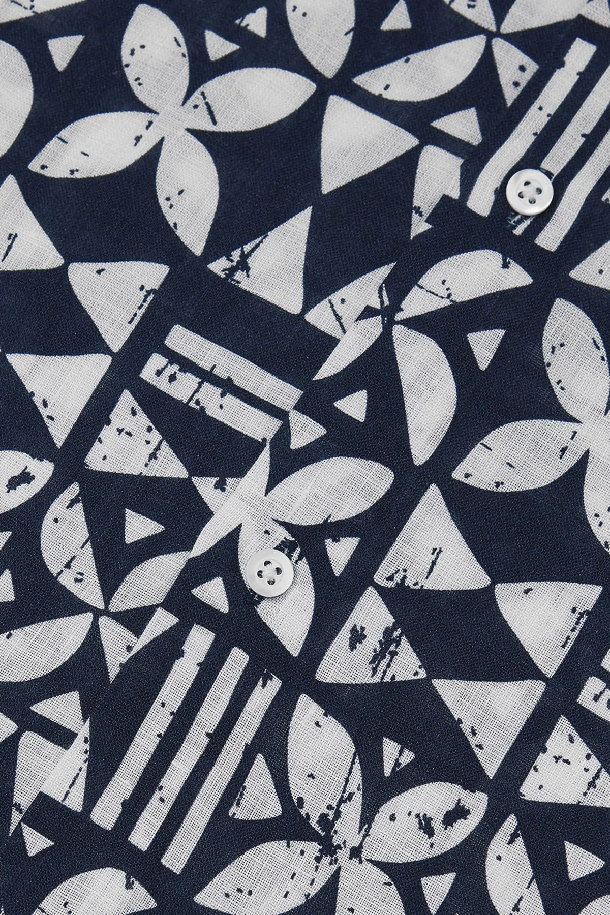 Bluemint Mars % 100 Keten Comfort Fit Kısa Kollu Erkek Gömlek BM24002135MS 1011 BEYAZ-LACİVERT - 3