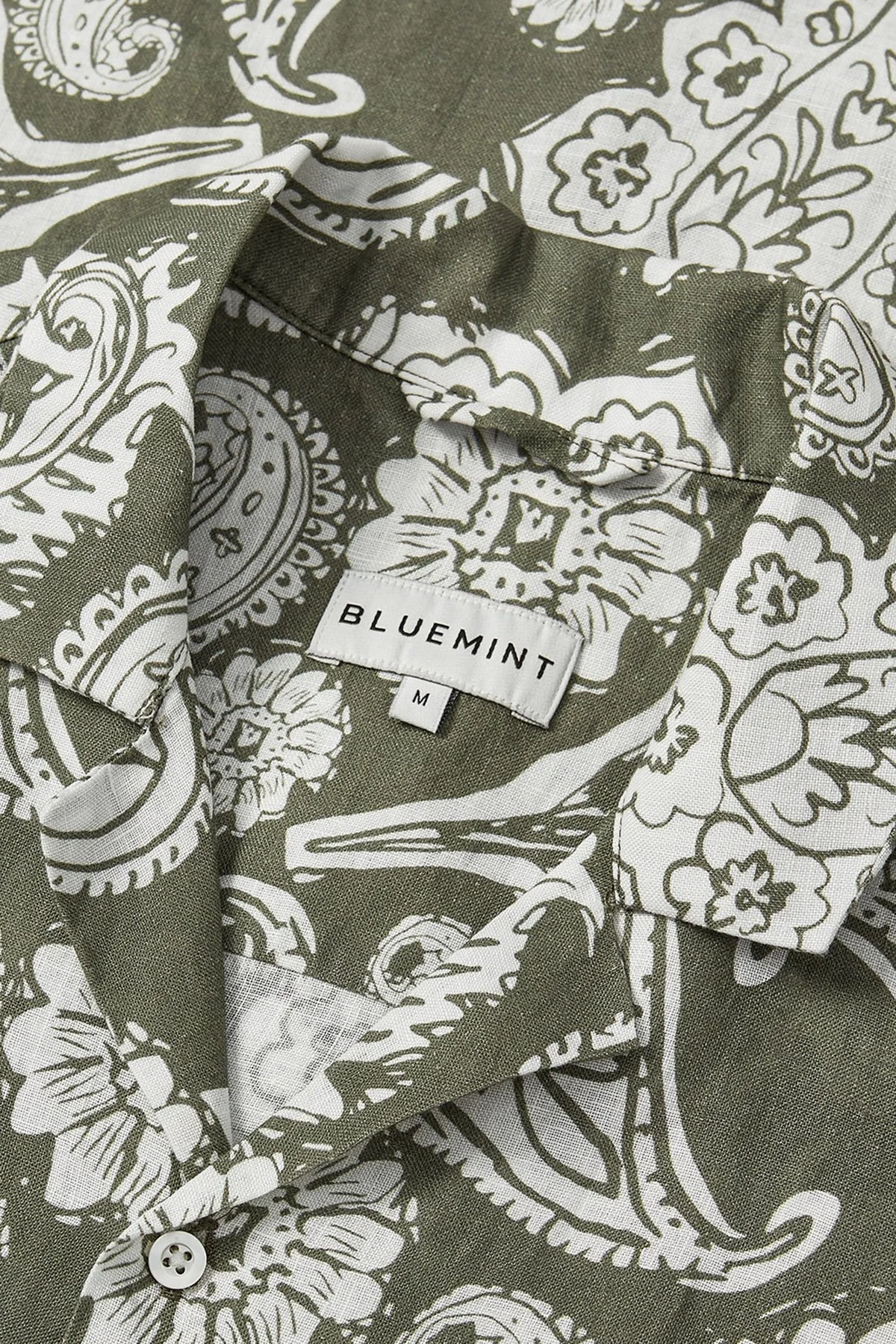 Bluemint Mars % 100 Keten Comfort Fit Kısa Kollu Erkek Gömlek BM24002135MS 1013 HAKİ-BEYAZ - 2