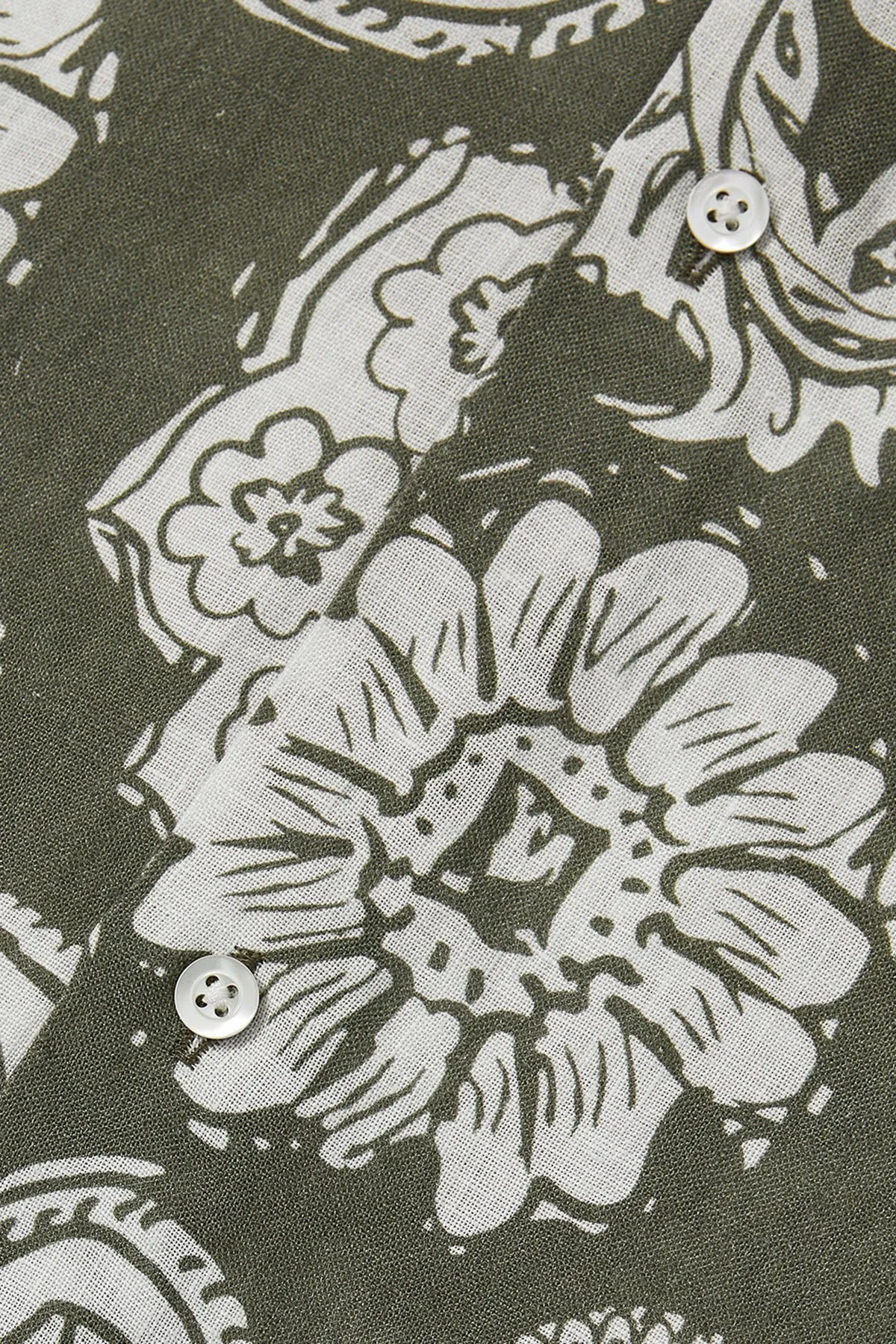 Bluemint Mars % 100 Keten Comfort Fit Kısa Kollu Erkek Gömlek BM24002135MS 1013 HAKİ-BEYAZ - 4