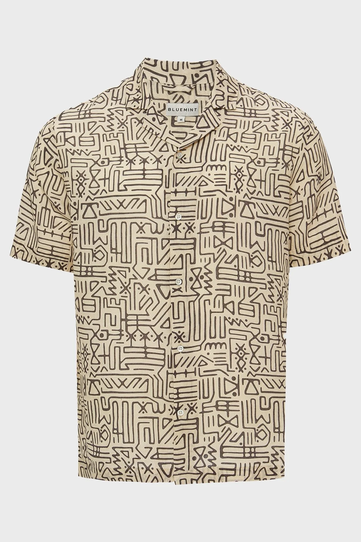 Bluemint Mars % 100 Keten Comfort Fit Kısa Kollu Erkek Gömlek BM24002135MS 1014 BEJ - 3