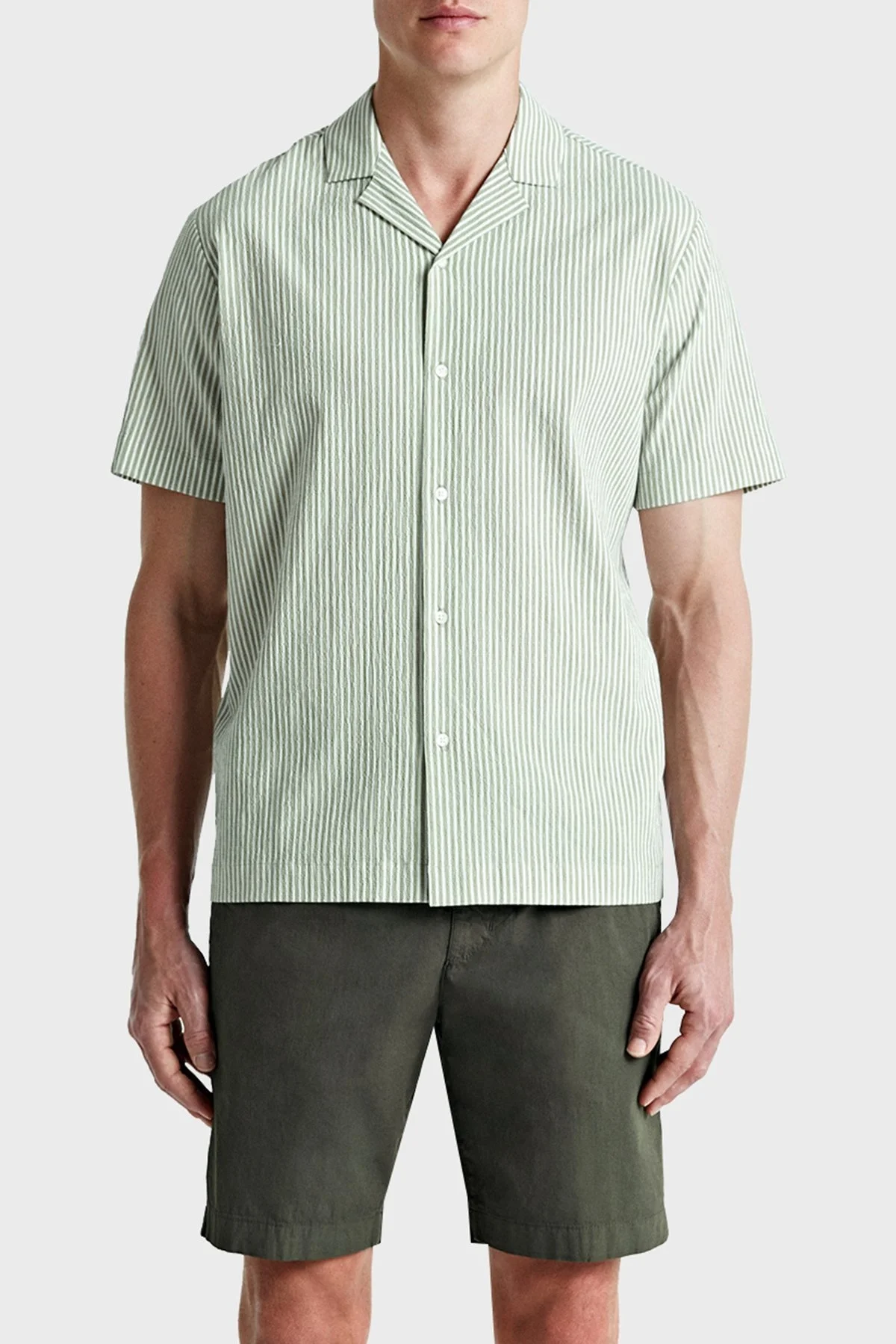 Bluemint Mars Streç Pamuklu Comfort Fit Kısa Kollu Erkek Gömlek BM24002295MS 1006 YEŞİL - 1