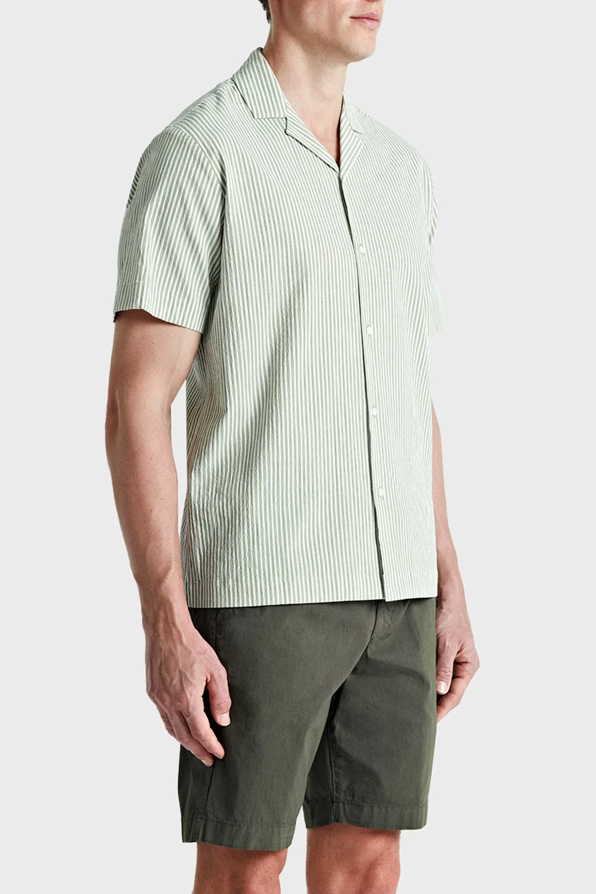 Bluemint Mars Streç Pamuklu Comfort Fit Kısa Kollu Erkek Gömlek BM24002295MS 1006 YEŞİL - 3