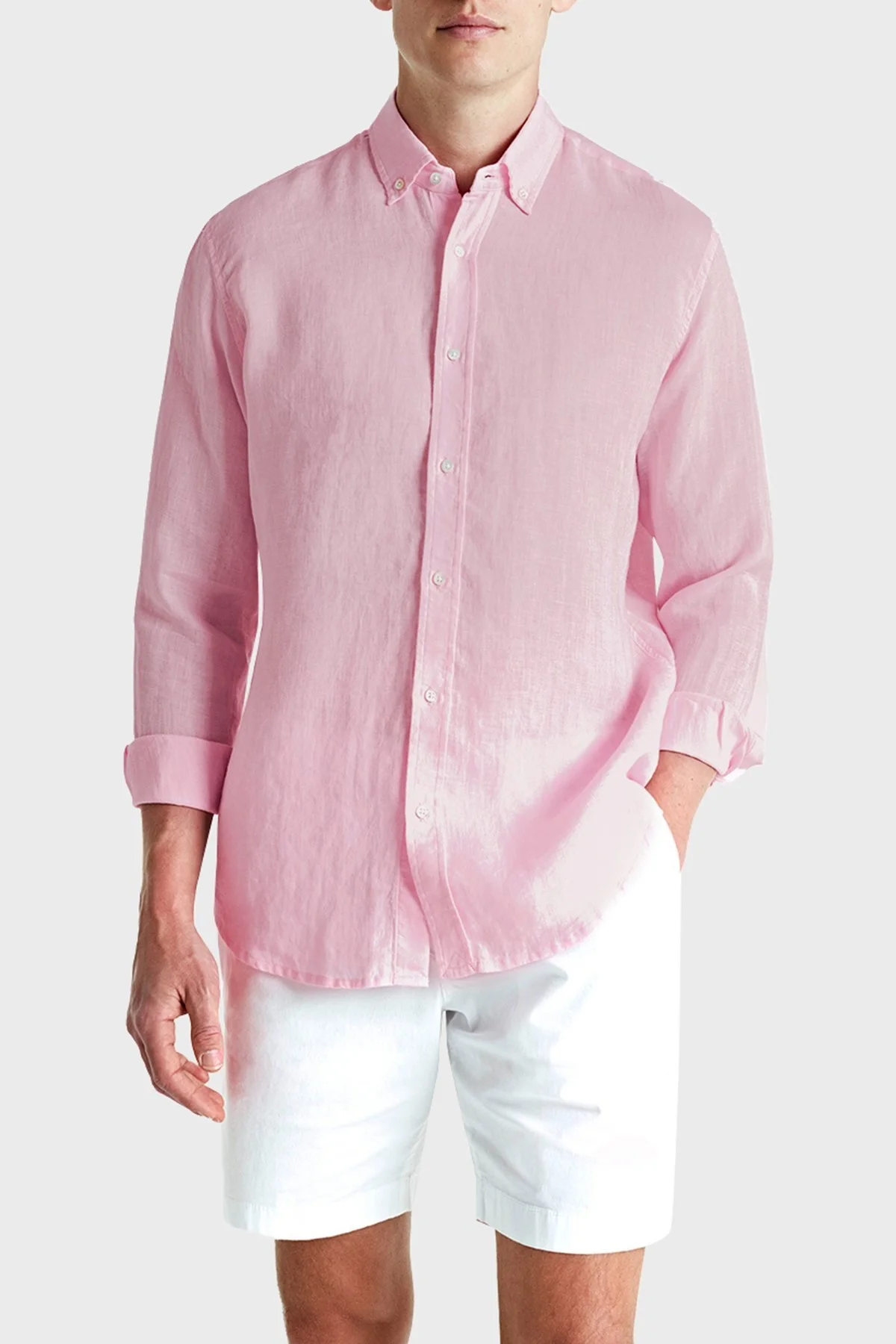 Bluemint Martin % 100 Keten Comfort Fit Erkek Gömlek BM24002003MS 164 PEMBE - 5