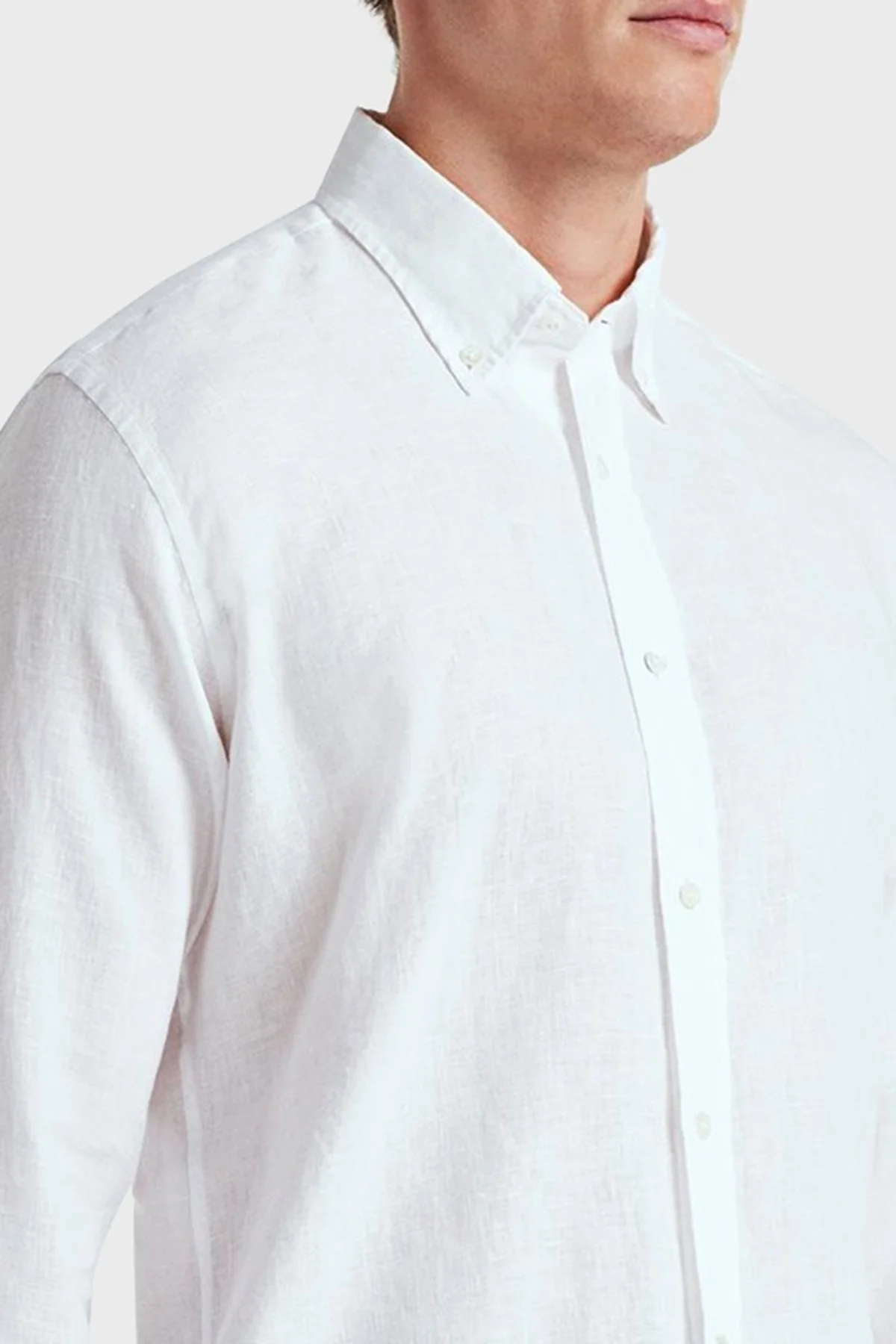 Bluemint Martin % 100 Keten Düğmeli Yaka Uzun Kollu Relaxed Fit Erkek Gömlek BM23002003MS 112 BEYAZ - 3