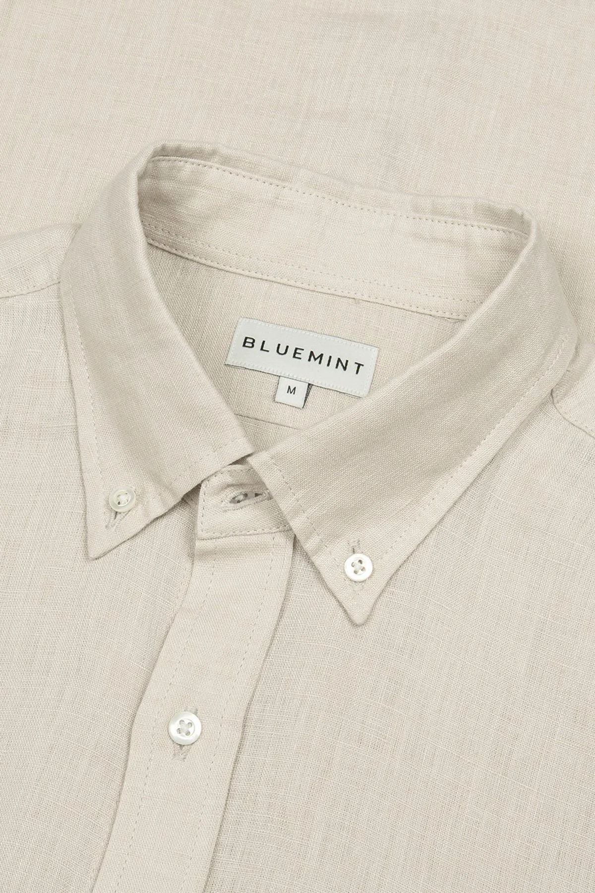 Bluemint Martin % 100 Keten Düğmeli Yaka Uzun Kollu Relaxed Fit Erkek Gömlek BM23002003MS 918 EKRU - 2