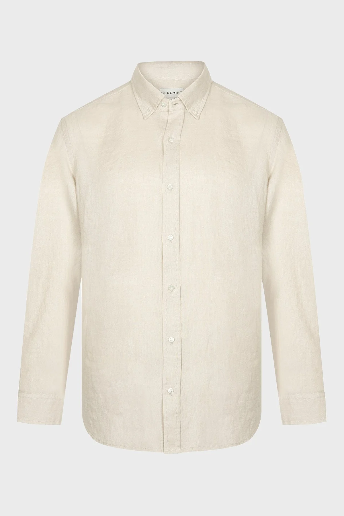 Bluemint Martin % 100 Keten Düğmeli Yaka Uzun Kollu Relaxed Fit Erkek Gömlek BM23002003MS 918 EKRU - 3