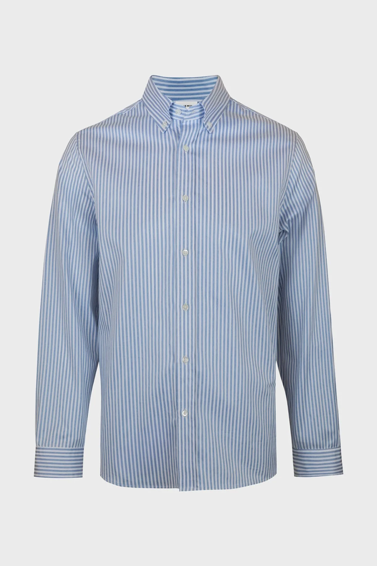 Bluemint Miles Çizgili % 100 Pamuk Regular Fit Düğmeli Yaka Erkek Gömlek BM25002704MW 651 AÇIK MAVİ - 2
