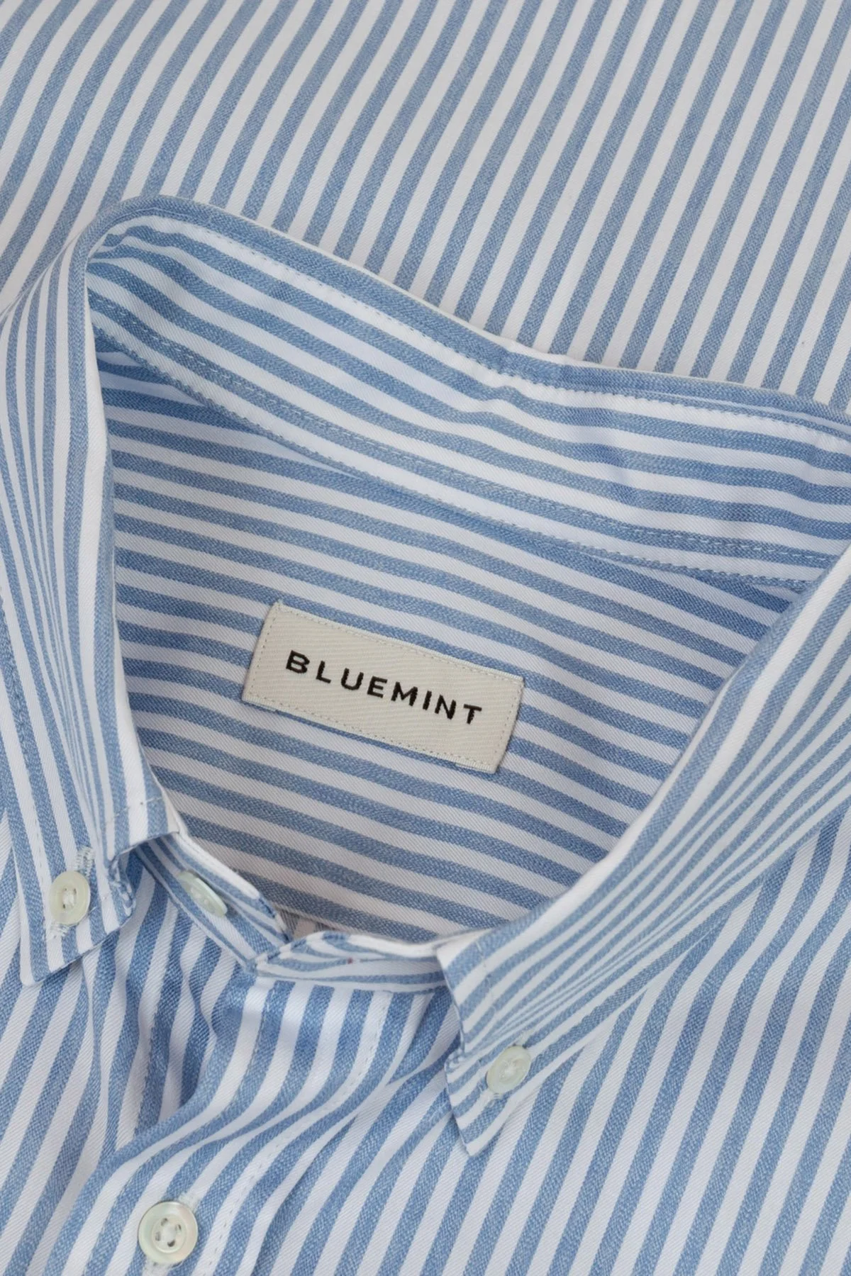 Bluemint Miles Çizgili % 100 Pamuk Regular Fit Düğmeli Yaka Erkek Gömlek BM25002704MW 651 AÇIK MAVİ - 3