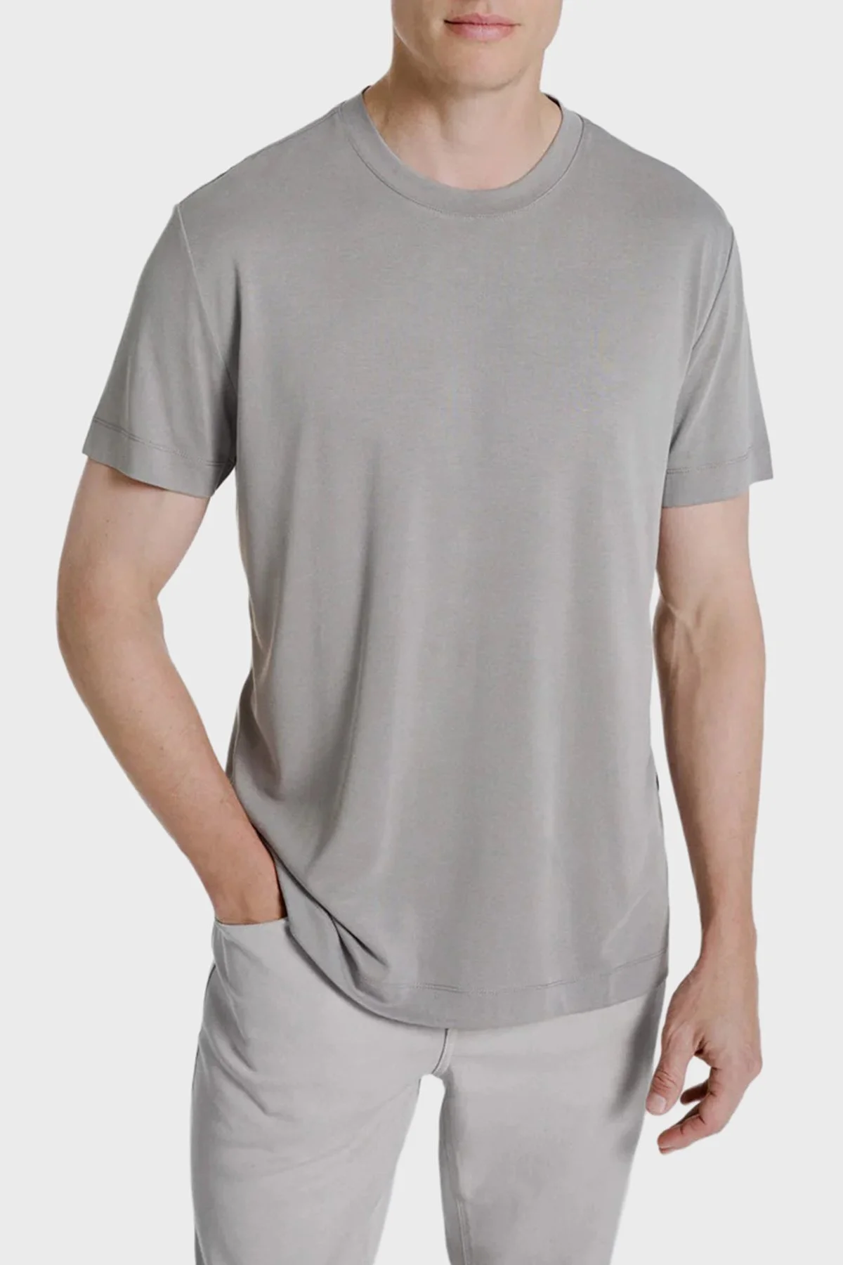 Bluemint Modal Kumaş Bisiklet Yaka Basic Erkek T Shirt SORATEE 1329 GRİ - 1