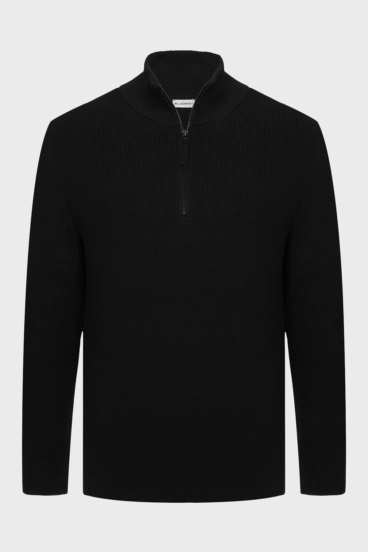 Bluemint Nelson % 100 Pamuk Comfort Fit Dik Yaka Erkek Kazak BM24020347MW 111 SİYAH - 3