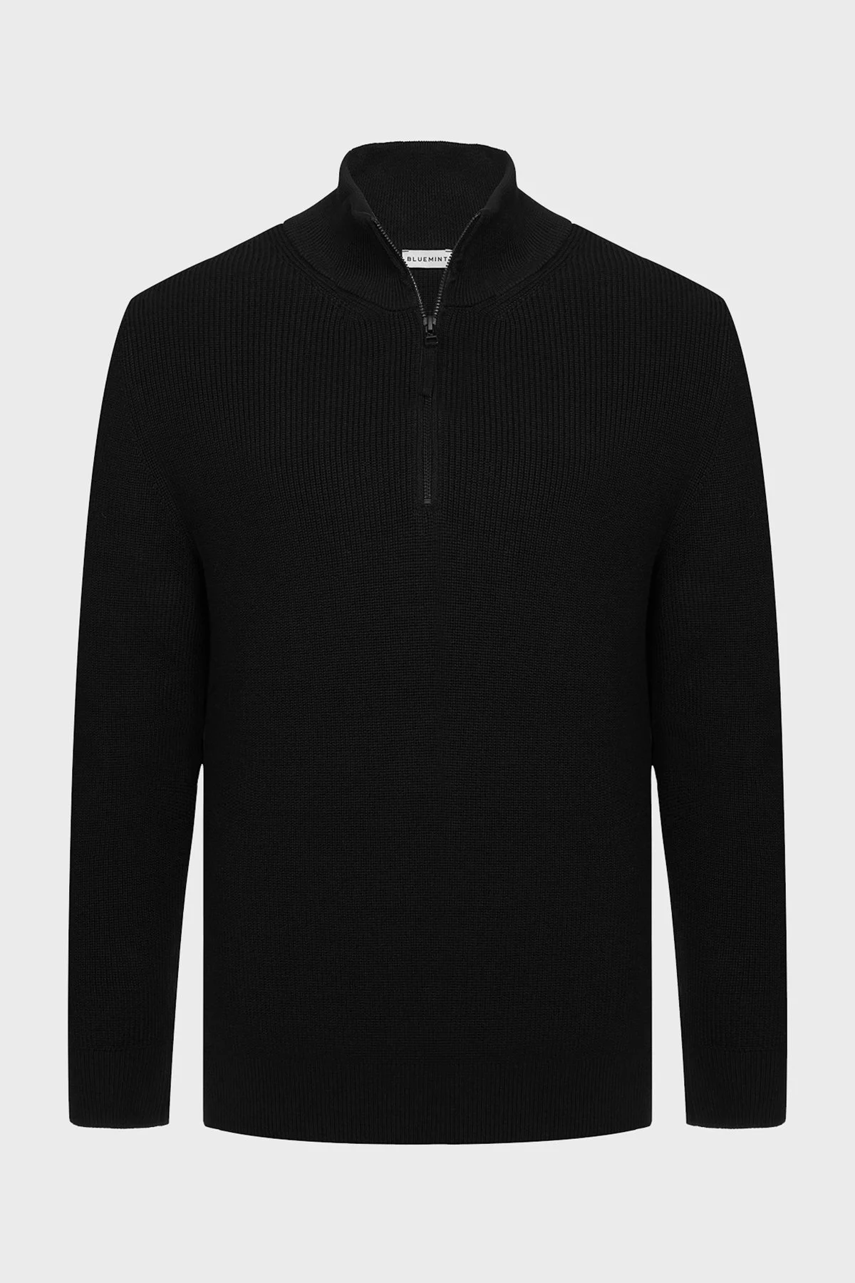 Bluemint Nelson % 100 Pamuk Comfort Fit Dik Yaka Örme Erkek Kazak BM23020347MW 111 SİYAH - 3