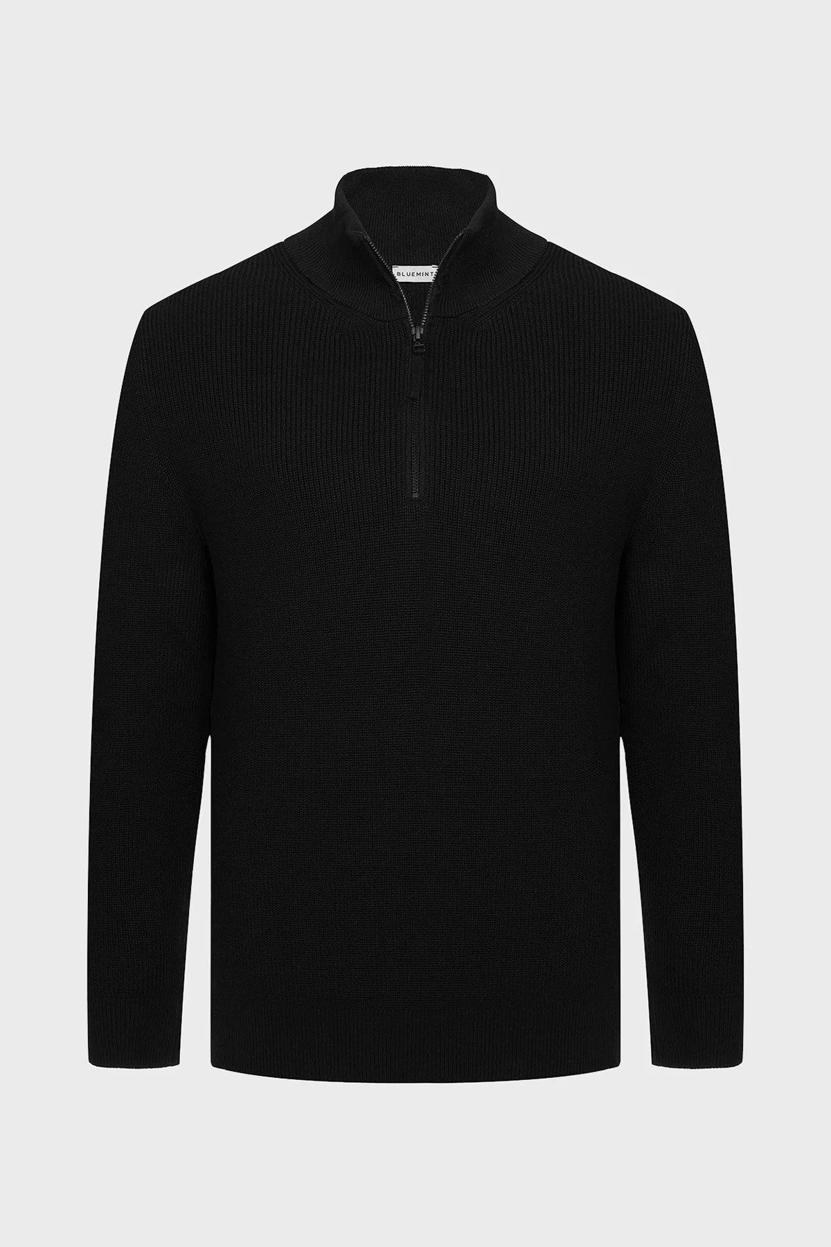 Bluemint Nelson % 100 Pamuk Relaxed Fit Yarım Fermuarlı Dik Yaka Erkek Kazak BM25020347MW 111 SİYAH - 3