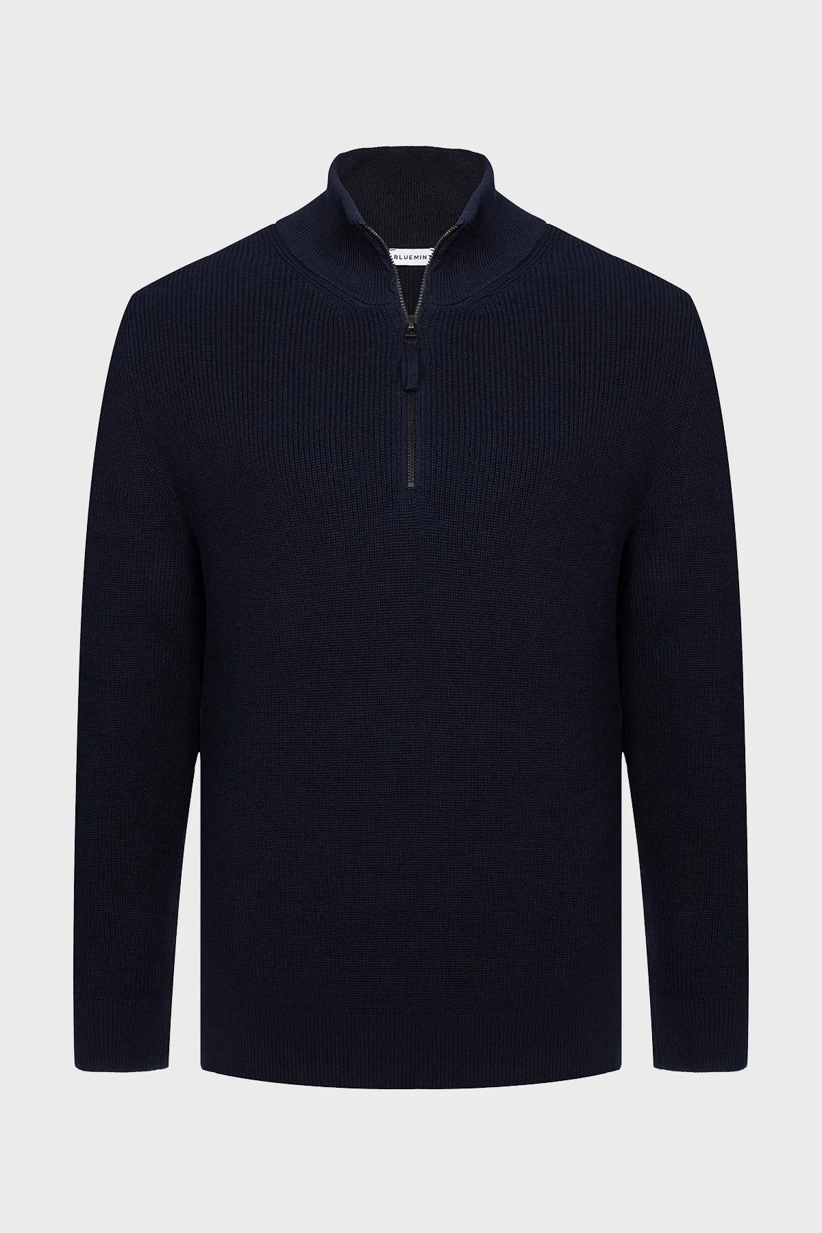 Bluemint Nelson % 100 Pamuk Relaxed Fit Yarım Fermuarlı Dik Yaka Erkek Kazak BM25020347MW 155 LACİVERT - 4