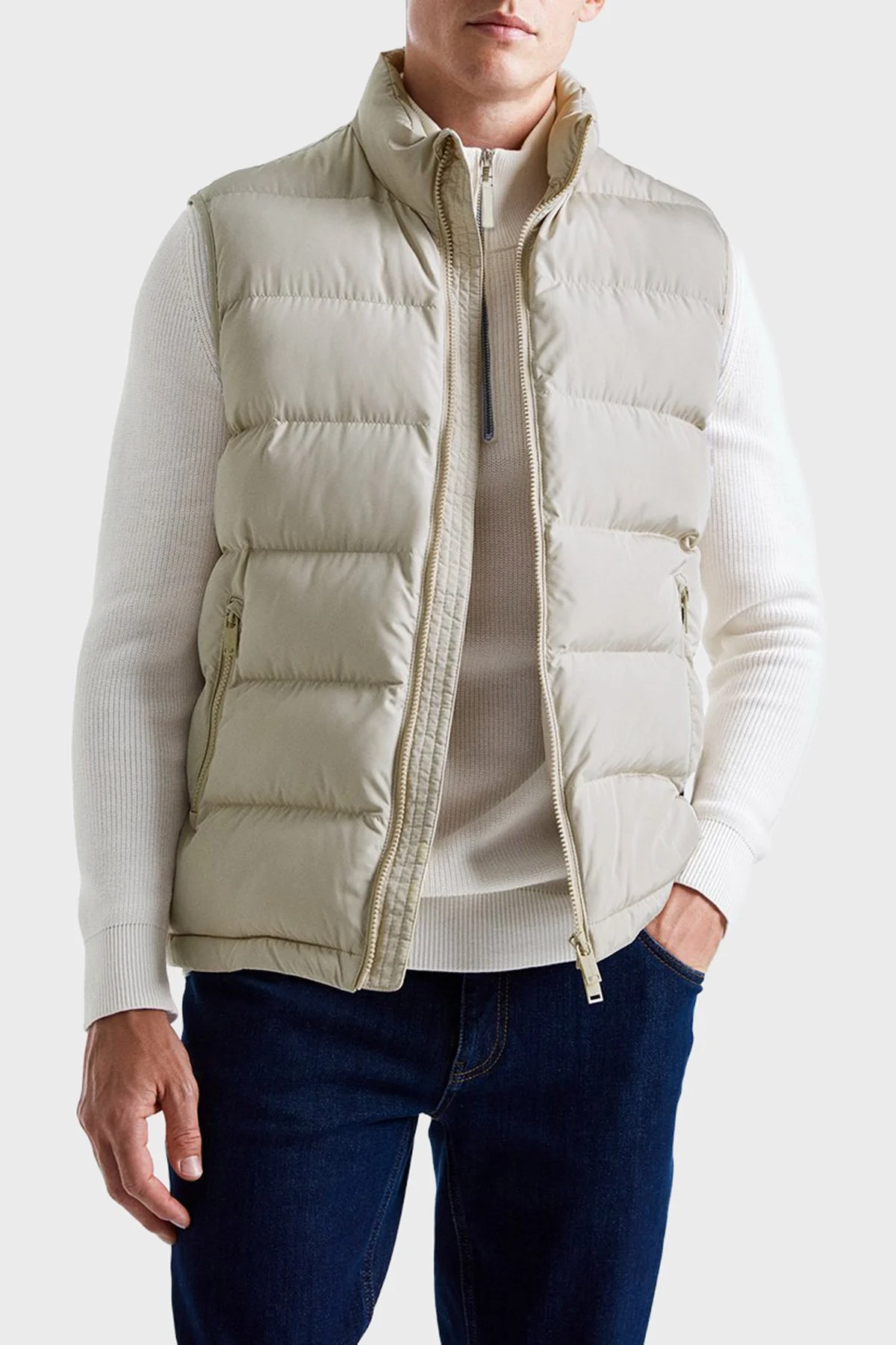 Bluemint Nelson % 100 Pamuk Relaxed Fit Yarım Fermuarlı Dik Yaka Erkek Kazak BM25020347MW 722 EKRU - 2