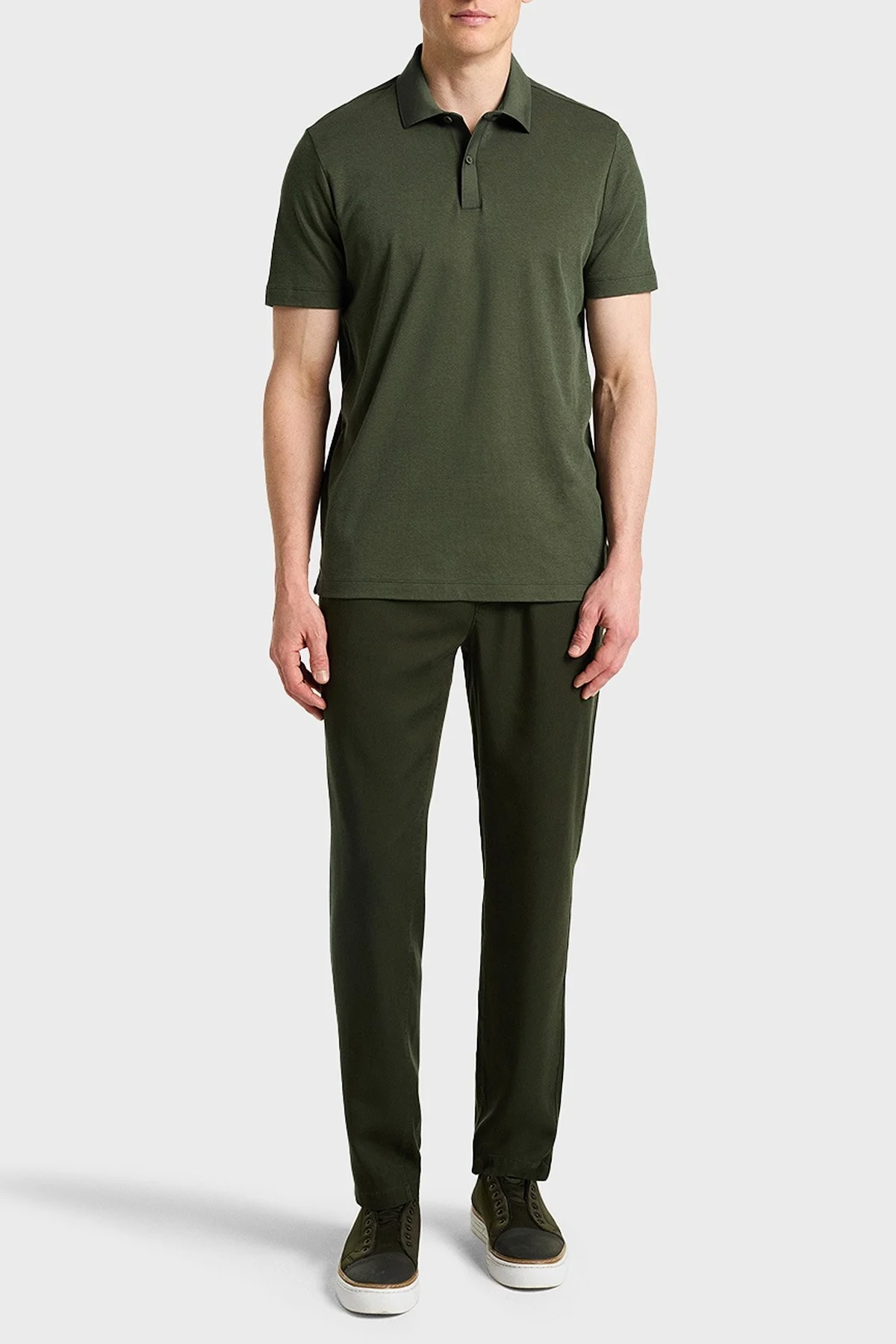 Bluemint Pamuklu Comfort Fit Düğmeli Erkek Polo Yaka T Shirt BM25007304MS 332 HAKİ - 3