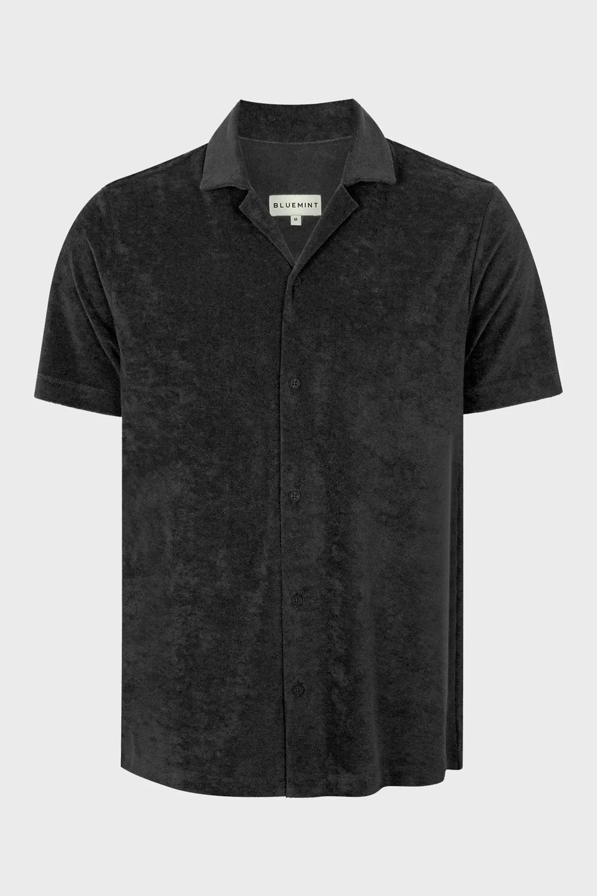 Bluemint Pamuklu Comfort Fit Kısa Kollu Havlu Kumaş Apaş Yaka Erkek Gömlek BM25002254MS 111 SİYAH - 4
